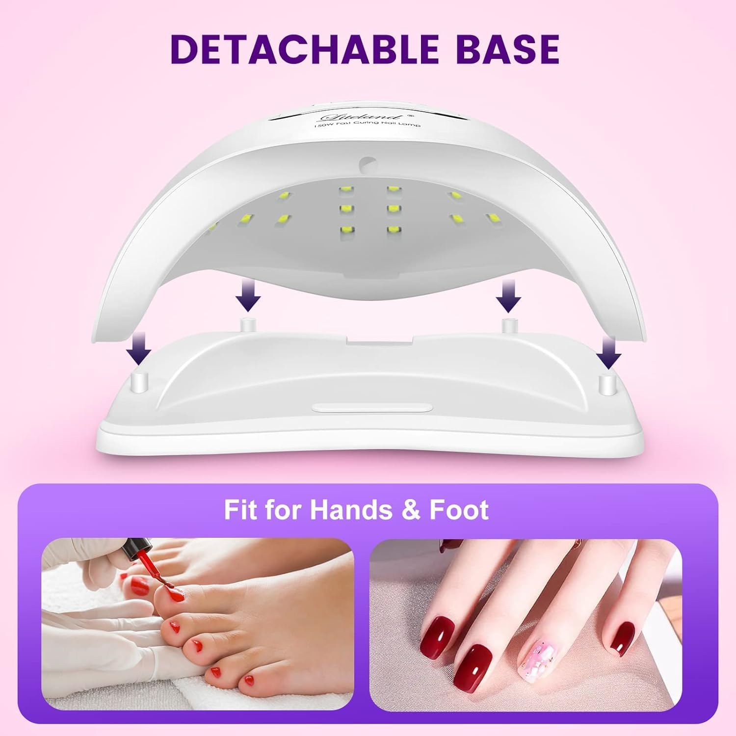 UV Nail Lamp, Professional 150W UV LED Nail Dryer for Gel Polish, Ultra Fast Gel Nail Dryer 45 LED UV Curing Lamp for Nail Curing & Gel Nail Dryer with 4 Timer Setting image number 6