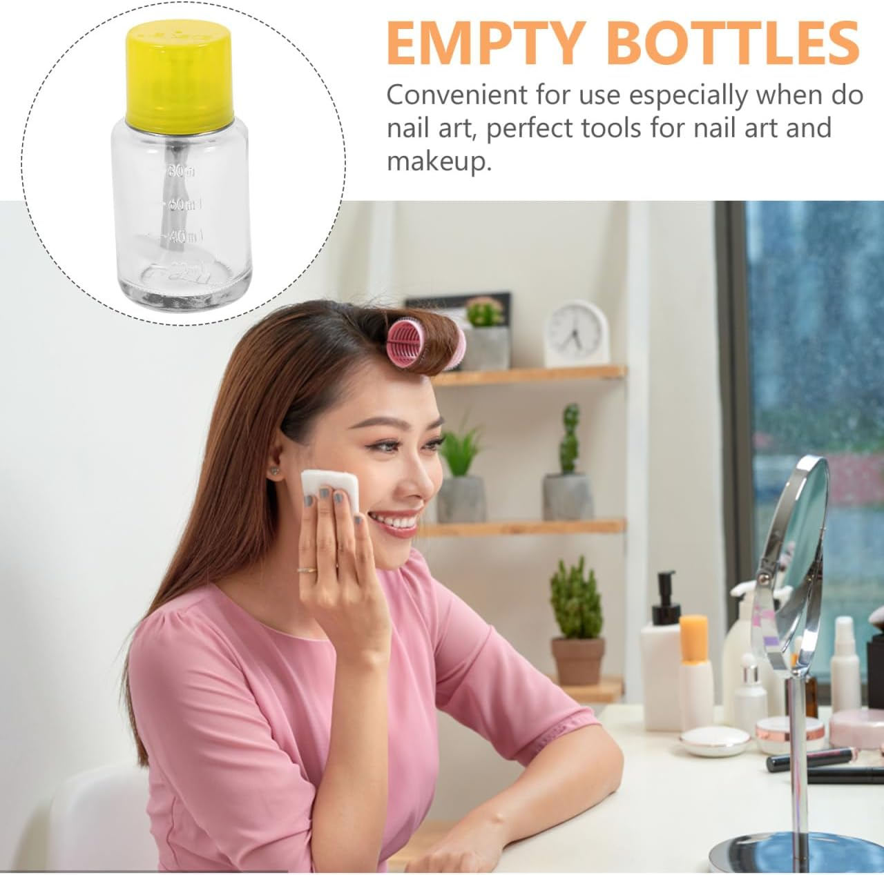 Healeved Slide Glass Bottle Empty Nail Polish Remover Dispenser Liquid Cleaning Dispenser Travel Push One Jar Nail Accessories image number 4