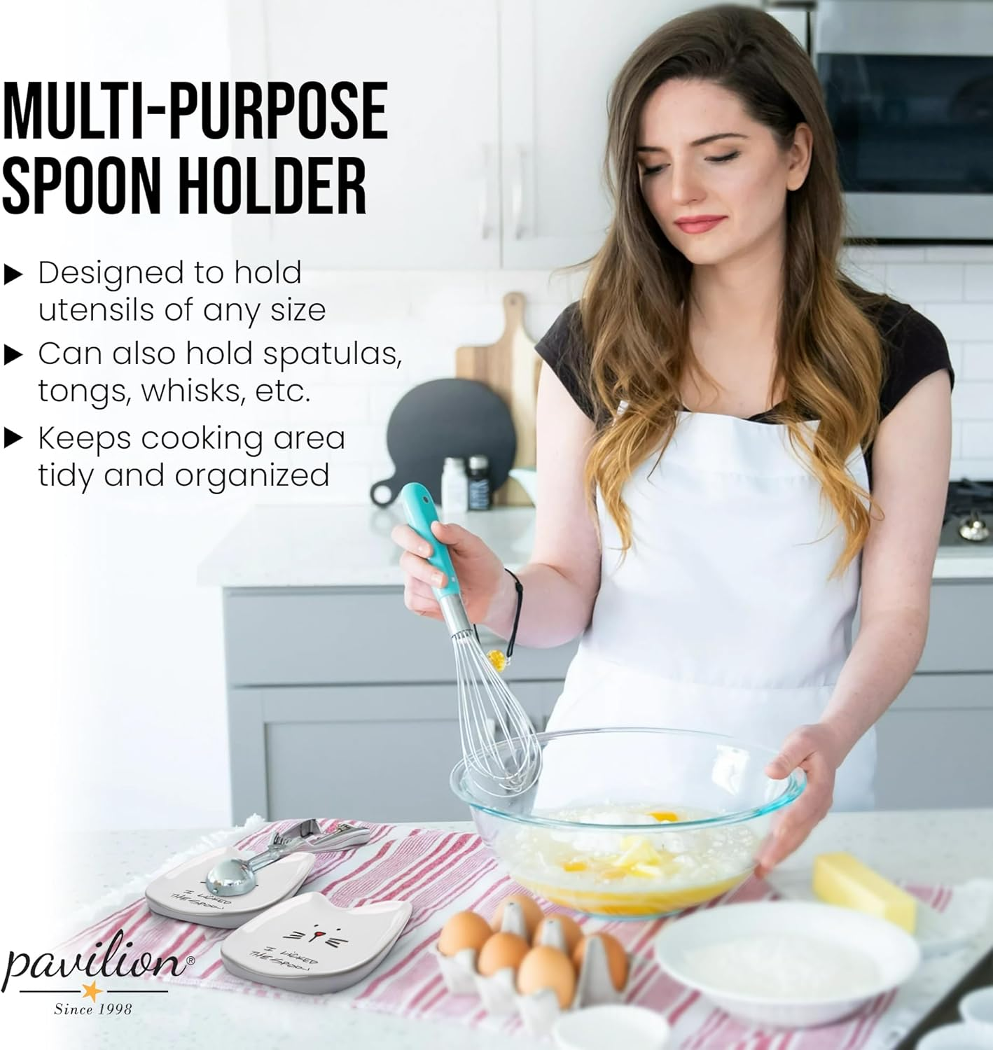 Pavilion Gift Company Blobby Cat, Cat Spoon Rest I Licked the Spoon, 5", White image number 2