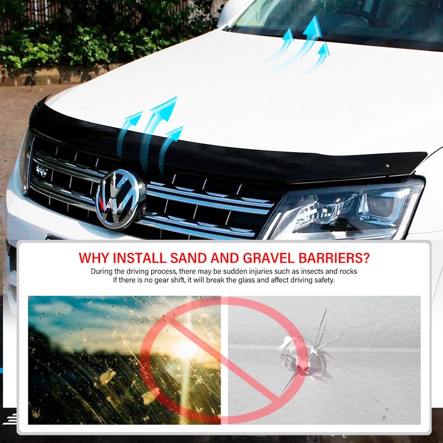 SUERAUTO4X4 Bonnet Protector for VW Volkswagen Amarok 2H 2009-2022 Accessories, Tinted Black Injection Front Bonnet Stone Guard Hood Protector Trim Cover Ute Car Exterior image number 6