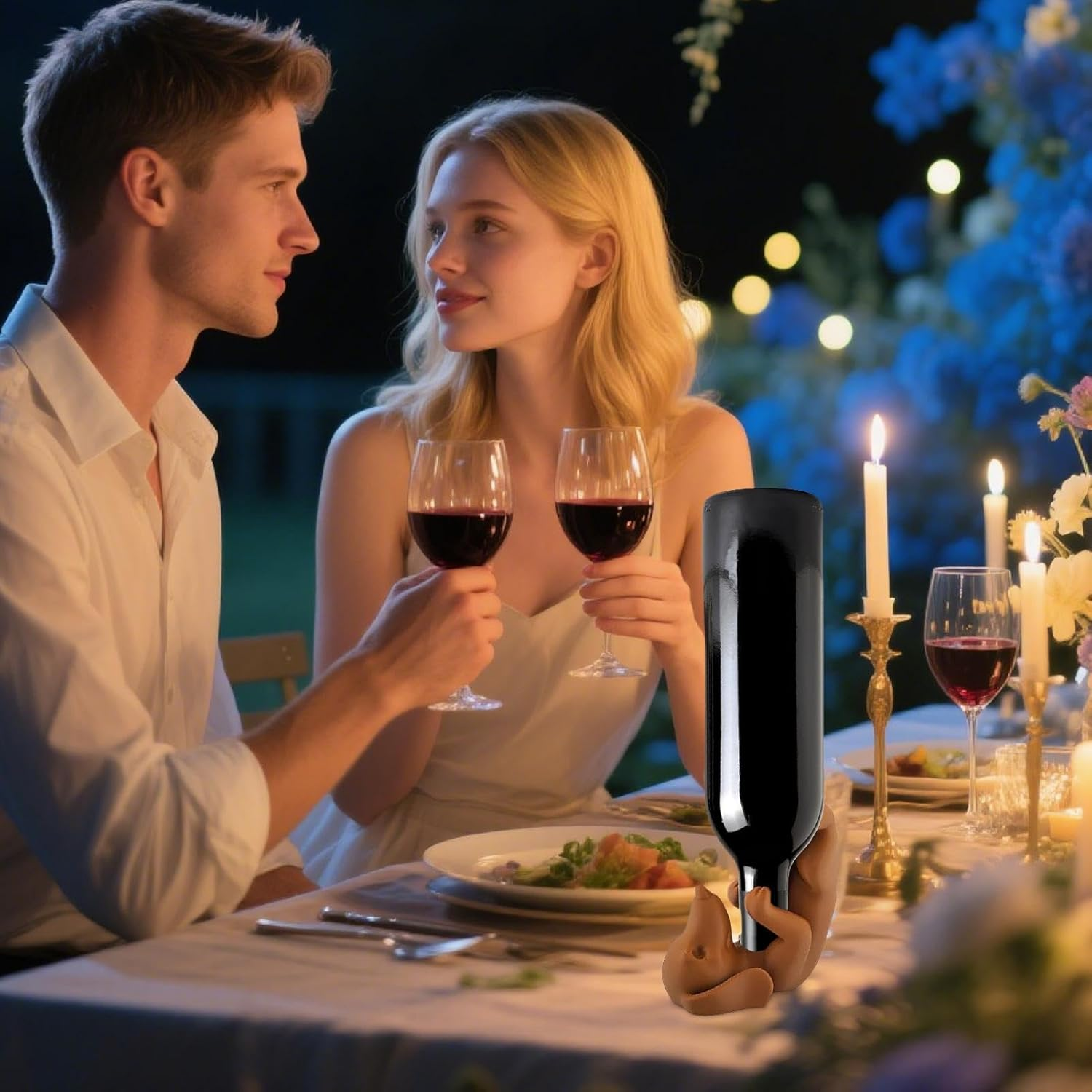 G&eacute;n&eacute;rique Wine Bottle Rack, Decorative Dog Wine Holder, Fun Liquor Display Stand, Whiskey Organizer, Eye Catching Sculpture for Bar, Kitchen, Dining Room, Restaurant, 3.46 X 4.92 X 4.65 Inches image number 1