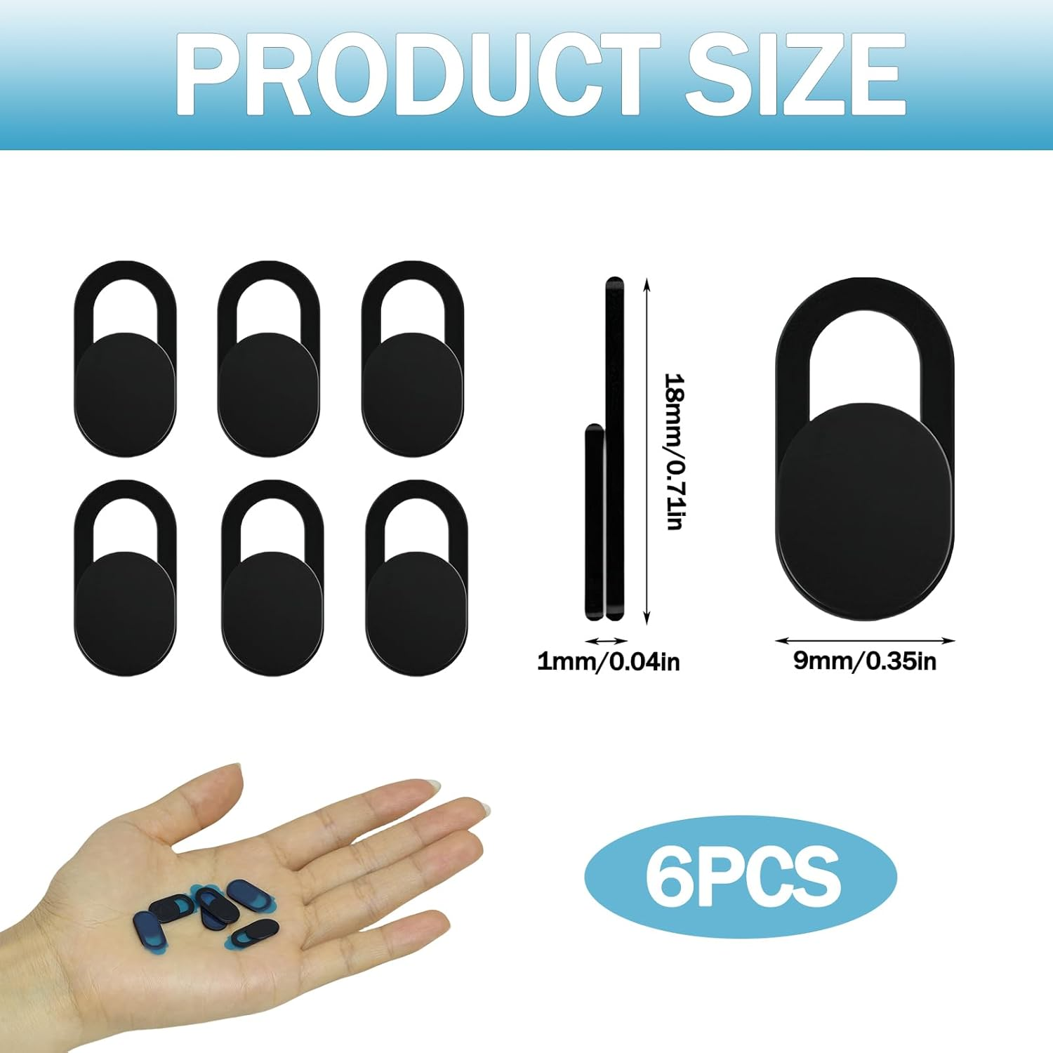 6-Pack Webcam Cover, Ultra-Thin Phone Camera Cover for Mac Book Pro, I M Ac, Lap Top, P C, I P a D Pro, I P H O N E 8/7/6 Plus, Privacy Protection, Easy to Use, Secure and Durable, Black image number 5