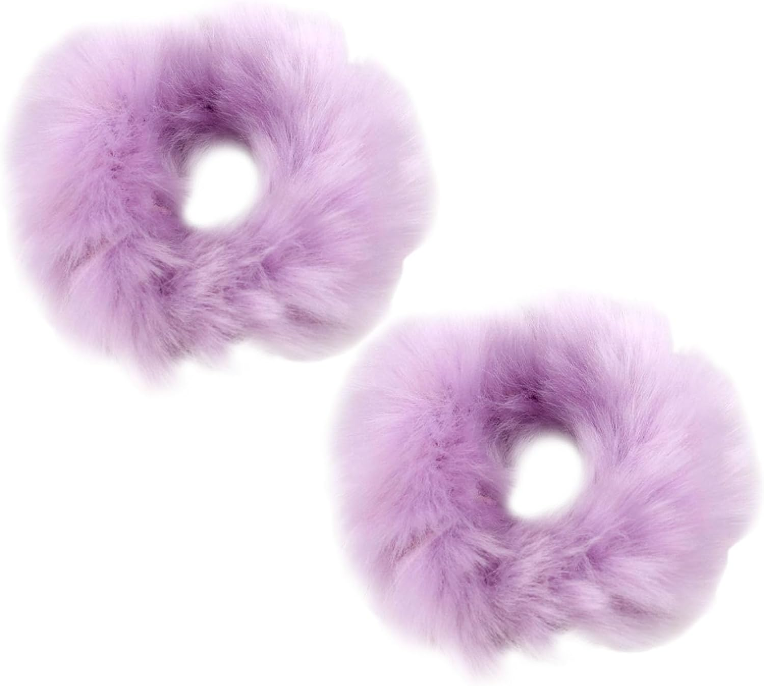 2 Pieces Furry Hair Scrunchies, Elastic Faux Rabbit Hair Ties, Soft and Cute Ponytail Holder, Exquisite Fashion Dress up Accessories for Women and Girls (Red)