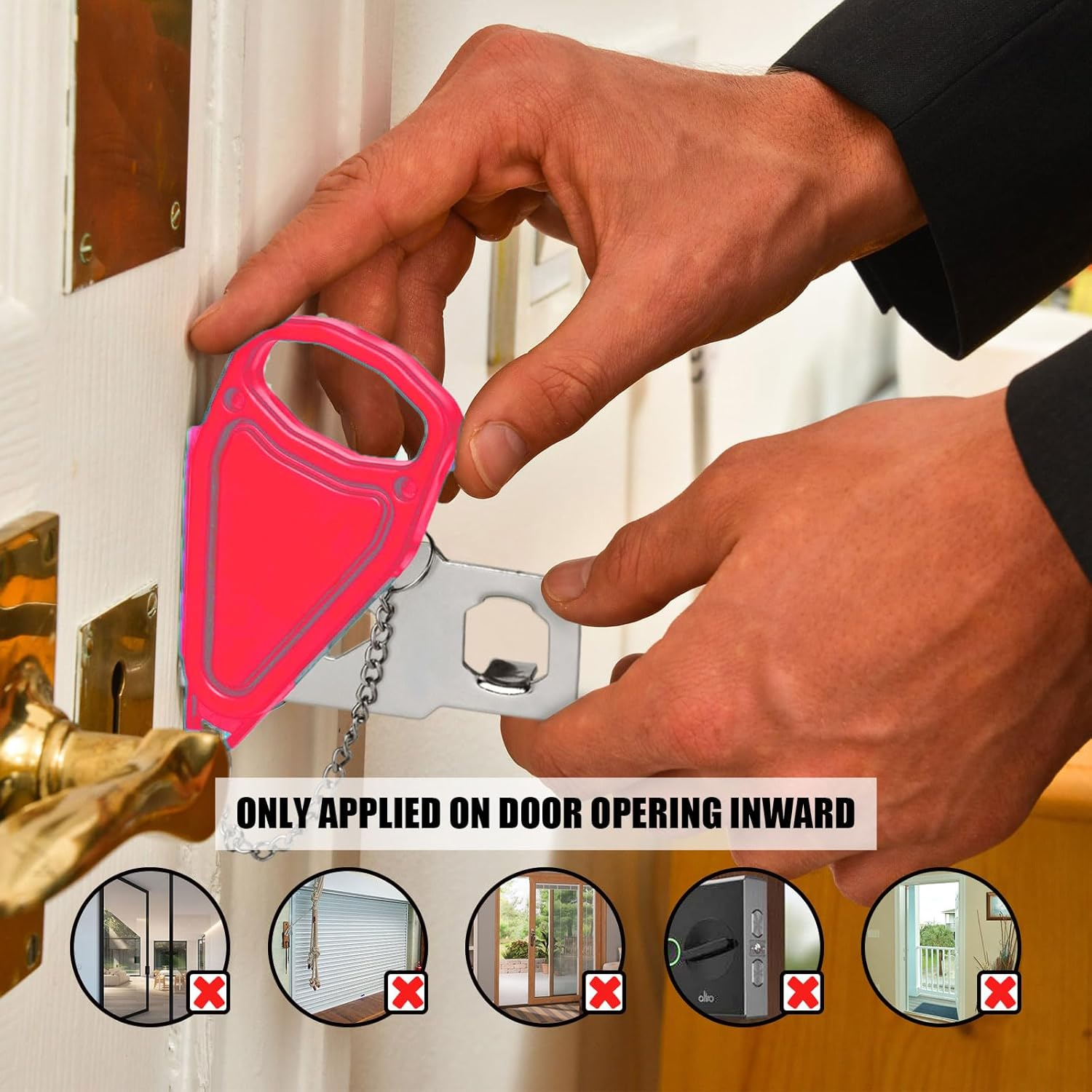 Portable Door Lock for Travel, Door Lock Self-Defense Security Device for Home, Apartment, Hotel, Living Motel, School Dorm, House