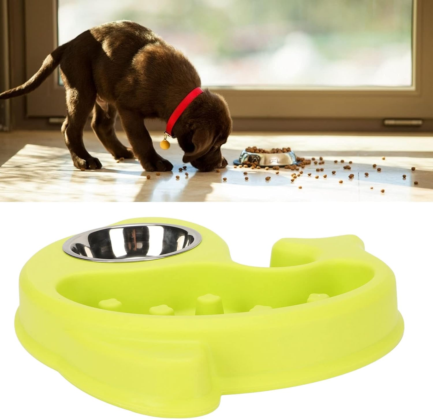 Dog Slow Feeding Bowl, Prevent Slip Promote Digestion Dishwasher Safe Puppy Puzzle Bowl, Slow Feeder Dog Bowls with Stainless Steel Bowl for Dogs Pets image number 3