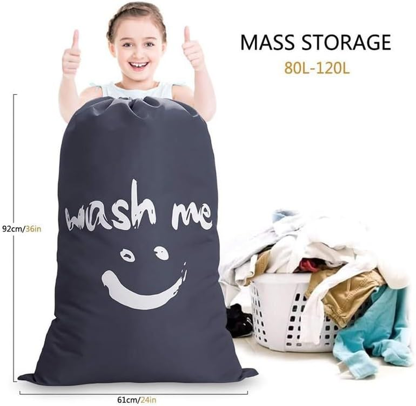 YC-GREHUN 3Pcs Large Oxford Fabric Laundry Bag with Drawstring Ideal for Laundry, Travel & Organisation （Green, Gray, Red） image number 1