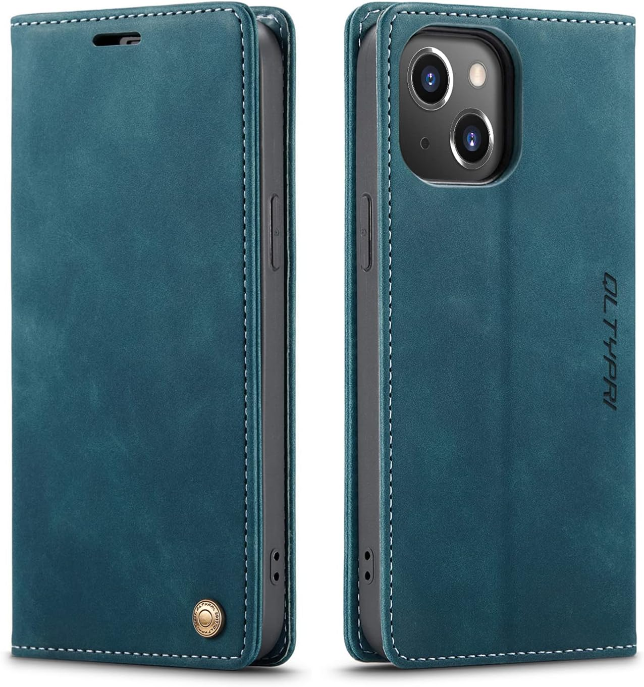 QLTYPRI Wallet Case for Iphone 14 6.1 Inch, Vintage Folio PU Leather Case with Card Slots Magnetic Closure Kickstand Flip Crashproof Phone Cover for Iphone 14 -Brown