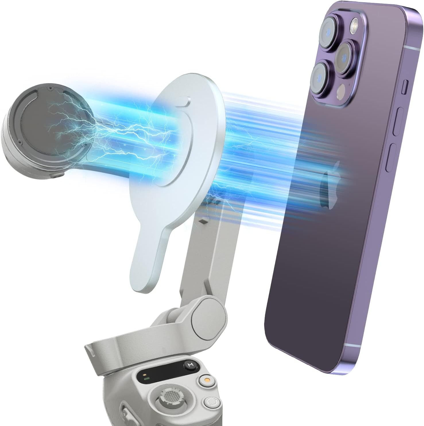 Cloudvalley Magnetic Base Phone Clamp Holder, Designed for DJI OM Mobile OM 7P/7/6/5/4/4 SE Smartphone Gimbal Stabilizer, for DJI OM Magsafe Accessories, Metallic Silver image number 5