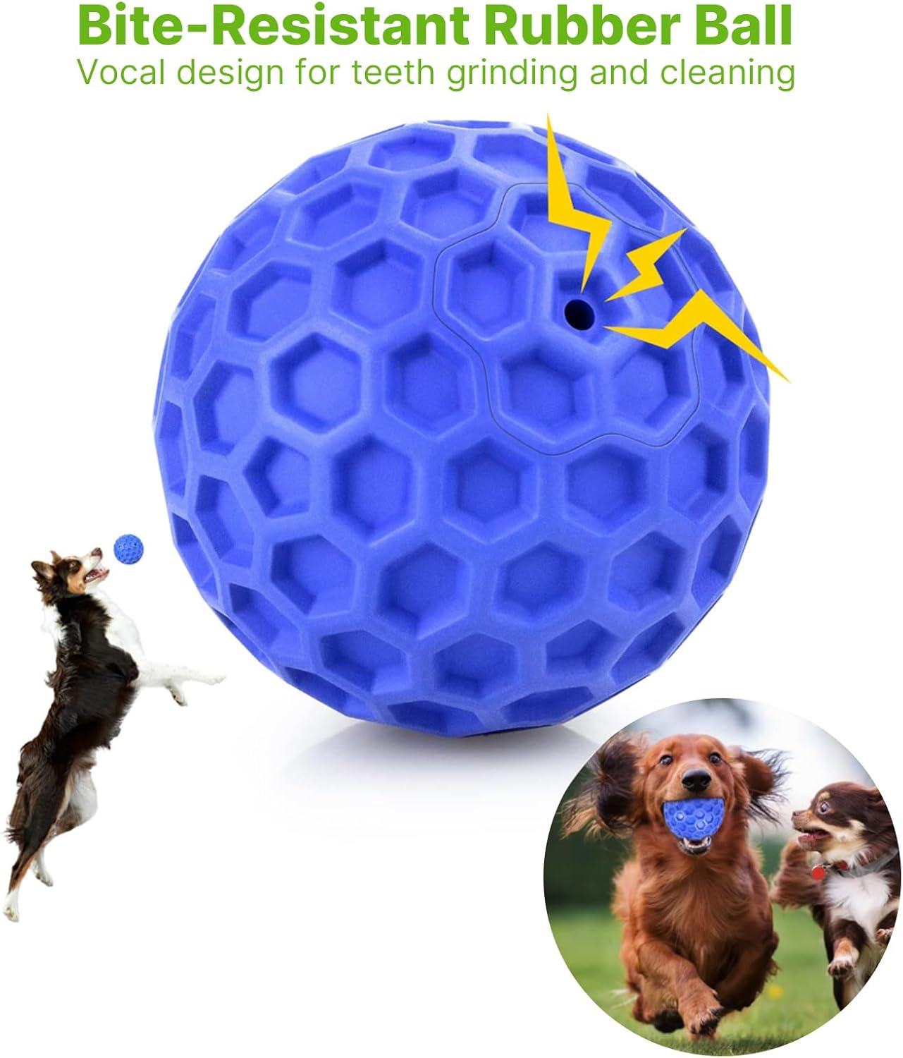Velmoriah 2 PCS Indestructible Squeaky Dog Balls, Dog Chew Toys for Aggressive Chewers, Natural Rubber Interactive Dog Ball Toy for Large Dogs image number 5