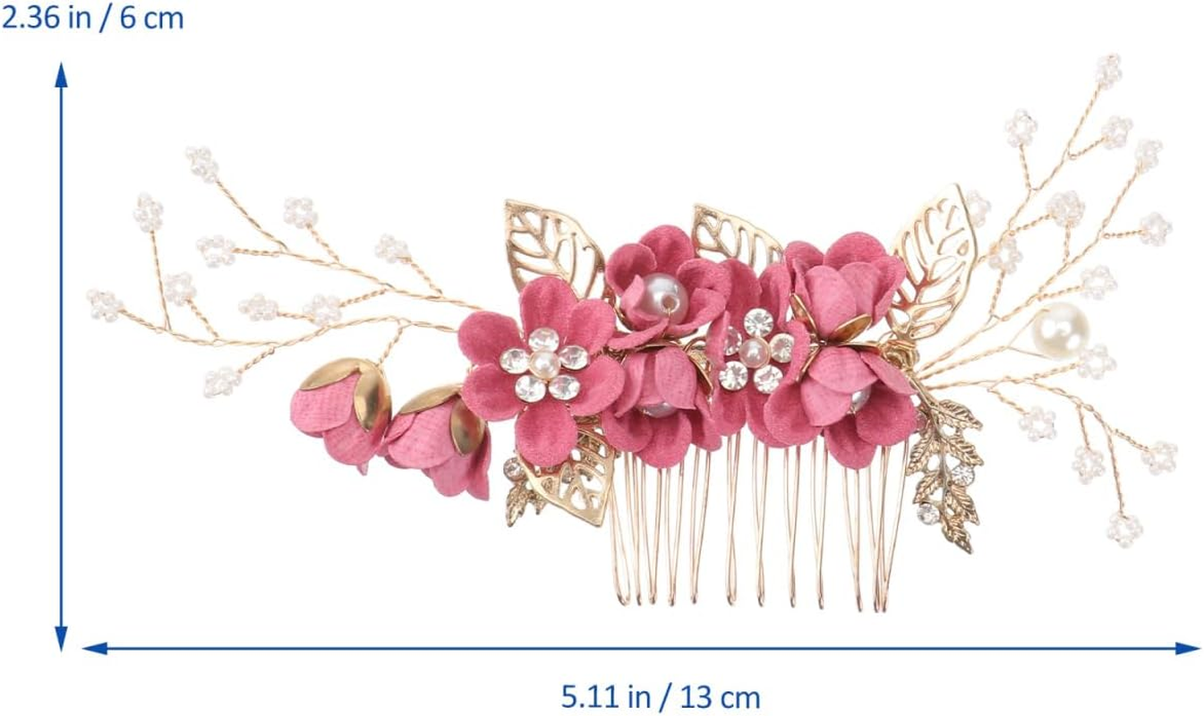 Hemobllo Side Hair Clips with Flowers for the Bride: Alloy Headpiece with Rhinestones and Flowers for Wedding Brides Hair Comb Wedding Prom Birthday Party image number 6