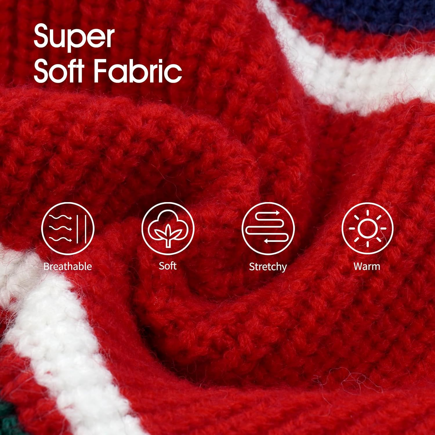 Iecoii XXL Dog Sweaters - Turtleneck Pullover for Extra Large Dogs, Holiday Christmas Dog Sweatshirt for Pitbull, Border Collie, Red