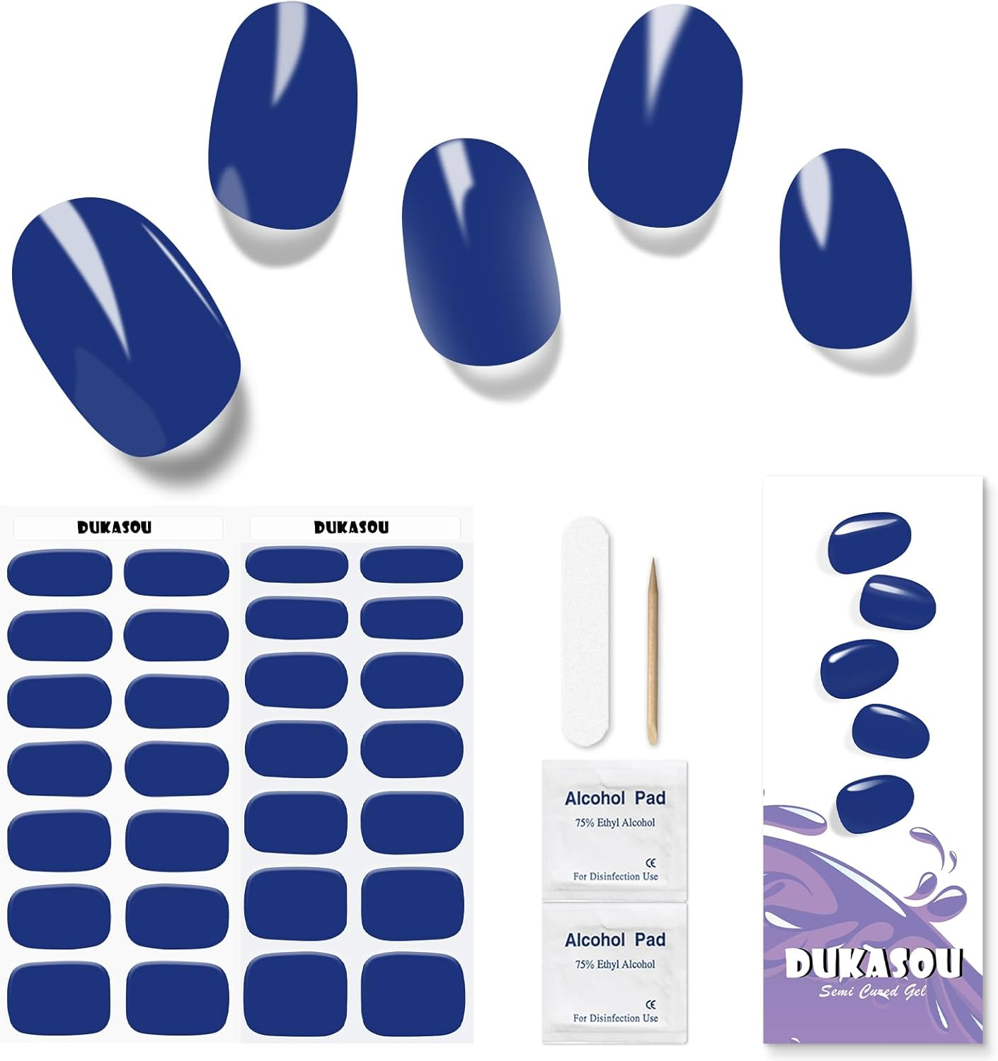 Semi Cured Gel Nails Strips 28 Stickers Nail Wraps Soft Self-Adhesive Gel Nail Stickers Salon-Quality Gel Nail Strips for Nails Manicure Nail Wraps Works with Any Nail Lamps