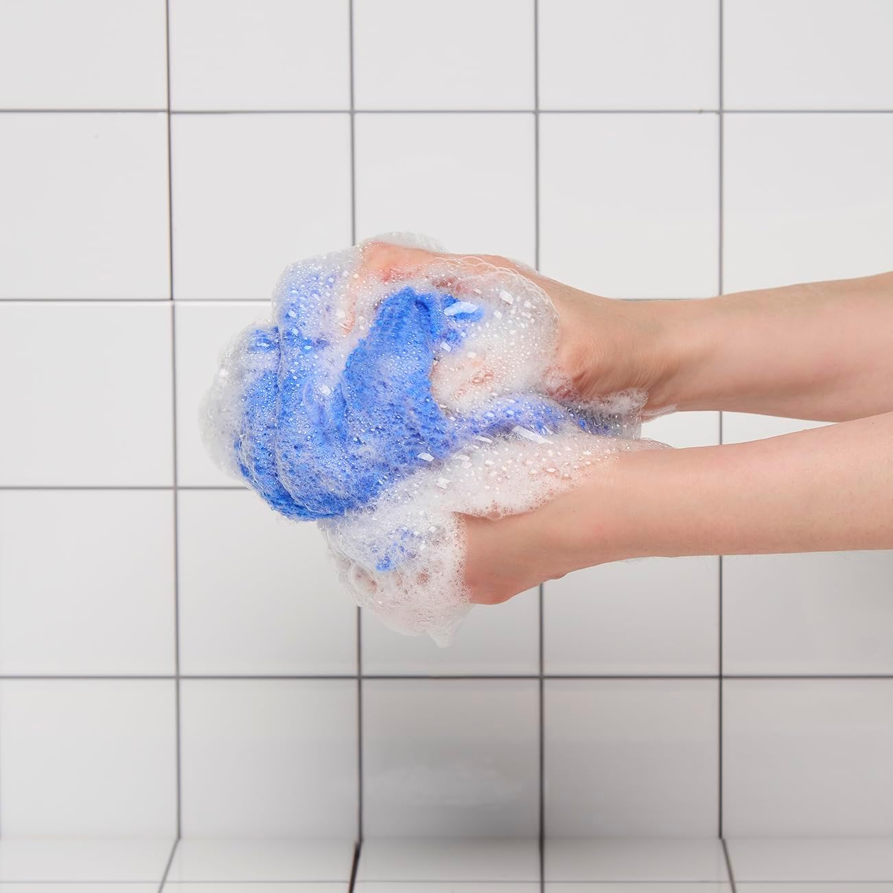 Xenoz B. Exfoliating Wash Cloth & Back Scrubber for All Skin Types | Gentle Exfoliator for Smooth Skin, Luxurious Lather & Cooling Touch &ndash; Perfect for Back and Shoulders - Made in Korea (BLUE)