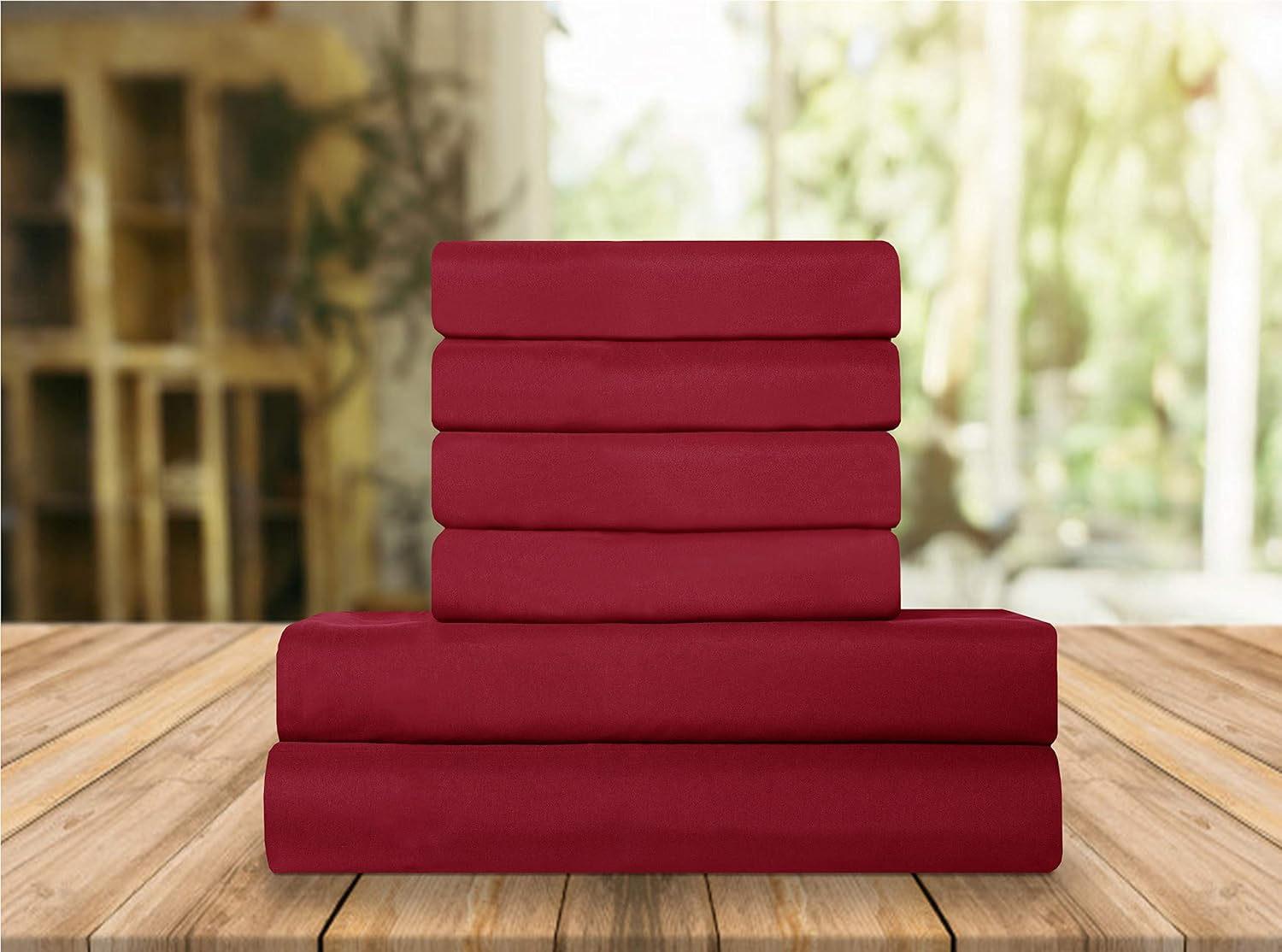 Elegant Comfort Luxury Soft Bed Sheets 1500 Premium Hotel Quality Microfiber Softness Wrinkle and Fade Resistant (6-Piece) Bedding Set, California King, Burgundy Amaranth