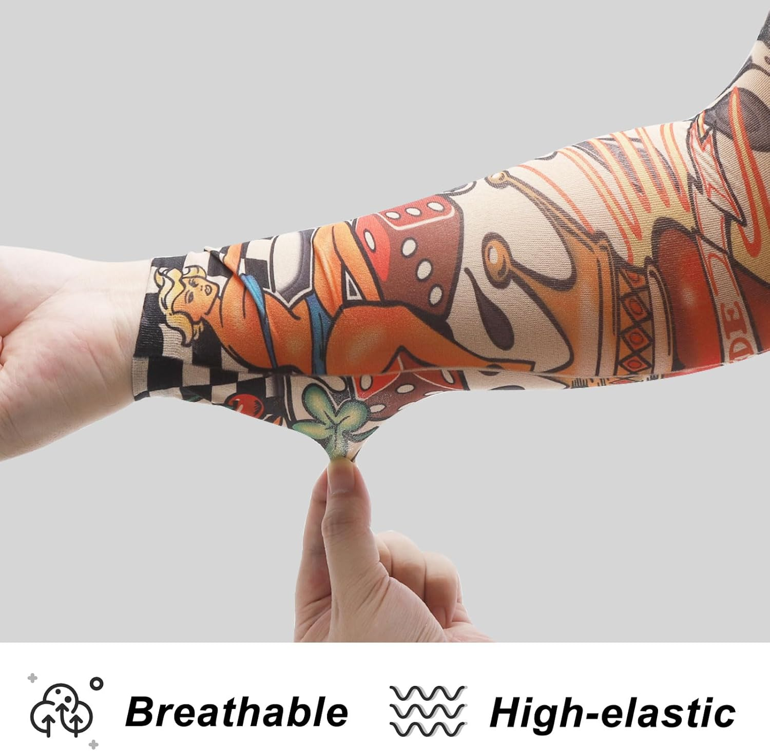 TNSLAND Pack of 16 Tattoo Sleeves, Tattoo Cover, Arm Sleeve Tattoo Arm for Men Women, Tattoo Arm Stockings, Tattoo Sleeve for Sun Protection, Carnival Parties, Warmth (40 X 8.5 Cm) image number 5