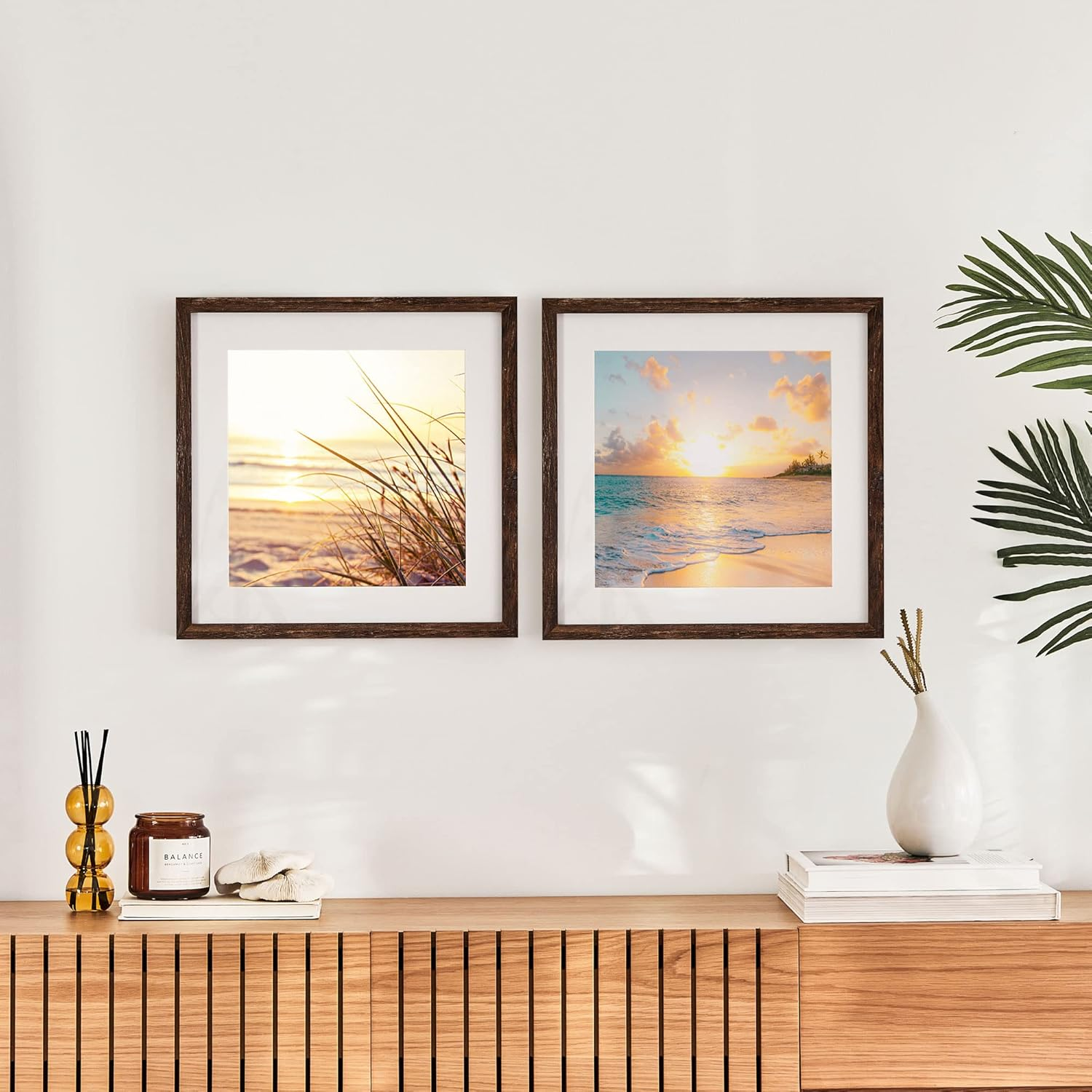 Cooper & Co. Set of 2 40X40Cm Matt to 30X30Cm Natural Premium Rustic Wooden Photo Frame image number 2