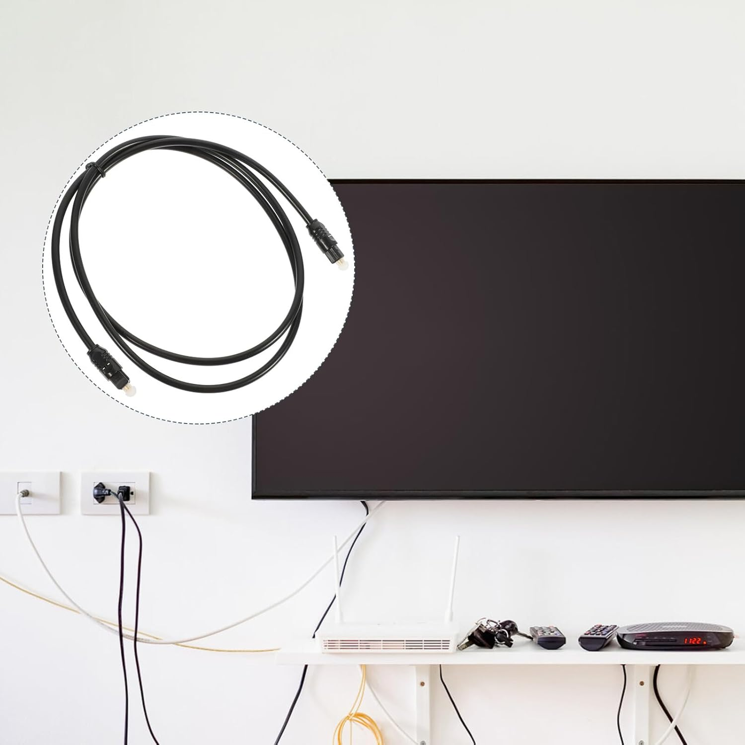 HIAKDOFT 2Pcs Optical Fiber Audio Cable Male to Male Cord for Home Theater Hi-Fi Digital Sound Transmission High Strength Connector image number 3