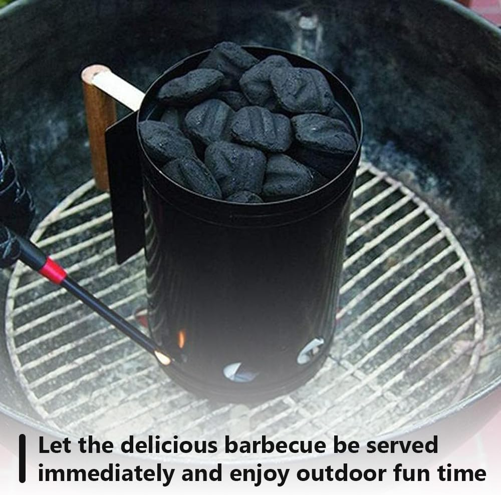 Heavy Duty Charcoal Chimney Starter for BBQ Grill, Fast Fire Starter with Heat-Resistant Handle, Large Capacity for Outdoor Cooking, Briquette & Coal Compatible, Black image number 5