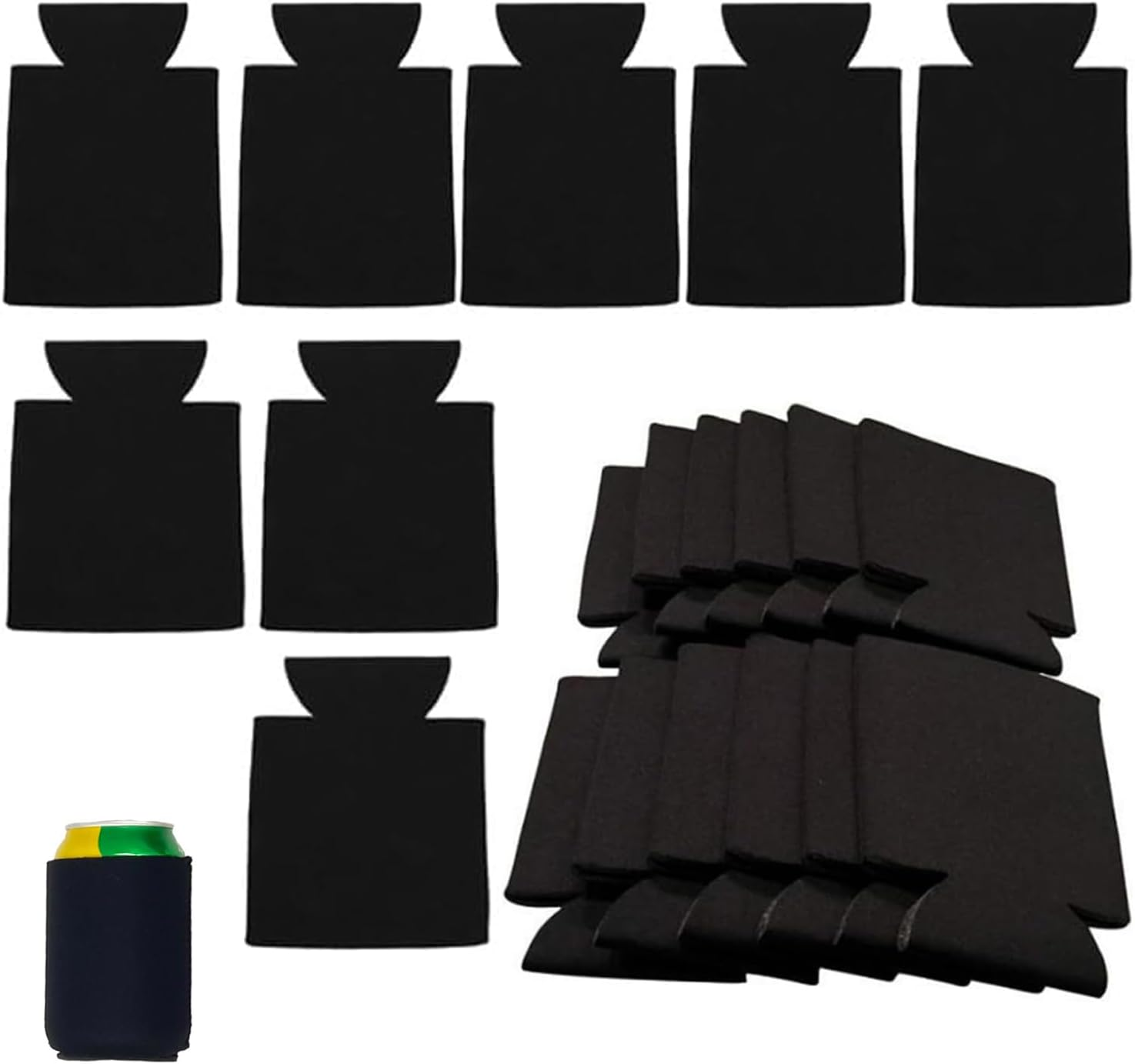 Yharnamite 20 Pcs Blank Beer Can Cooler Sleeves, Beer Can Coolers Sleeves, Soft Insulated Beer Can Cooler Sleeves for Soda, Beer & Water Bottles (Black)