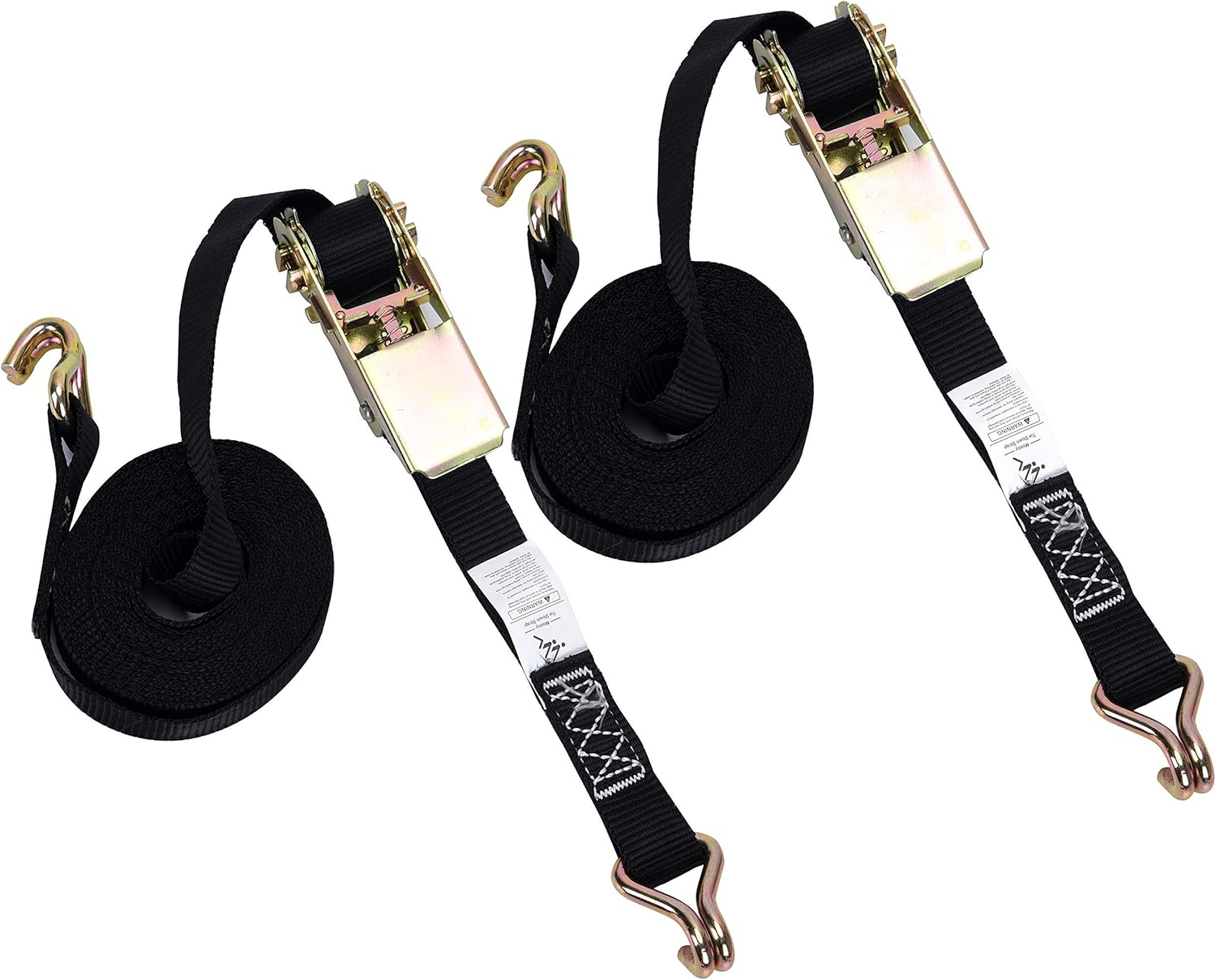 Sturdy 1" X 12Ft Tie down Straps with Dual J-Hooks, Heavy Duty Ratchet Cargo Lashing Straps up to 1500Lbs, Adjustable Cam Buckle Tie-Down Straps for Motorcycle, Cargo, Trucks,Trailer,Luggage-2Pcs image number 5