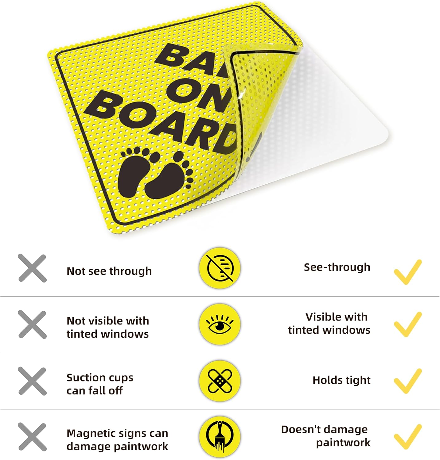 Hayten Baby on Board Car Stickers,2 Pack 5" X 5",Baby on Board Sign Non-Magnetic Sticker for Car Warning Signs Durable and Strong Adhesive Cars Stickers Exterior image number 1