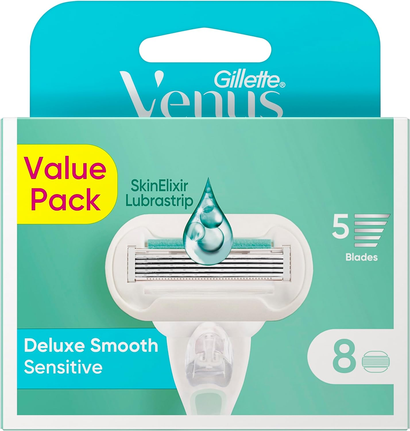 Gillette Venus Deluxe Smooth Sensitive Razor Refill Blades 8 Count