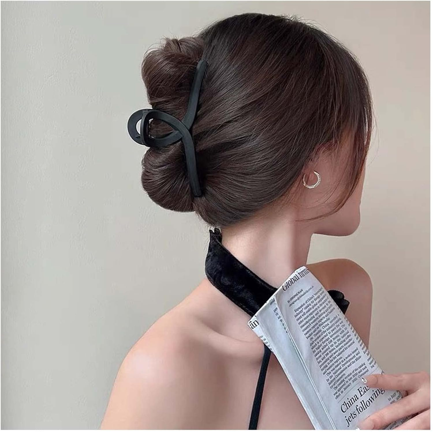 Yheakne Vintage Acrylic Hair Claw Clip Plastic Hair Claw Clip Plain Hair Holder Clips Jelly Pine Hair Clip French Hair Catch Barrette Decorative Hair Accessories for Women and Girls (Pink)