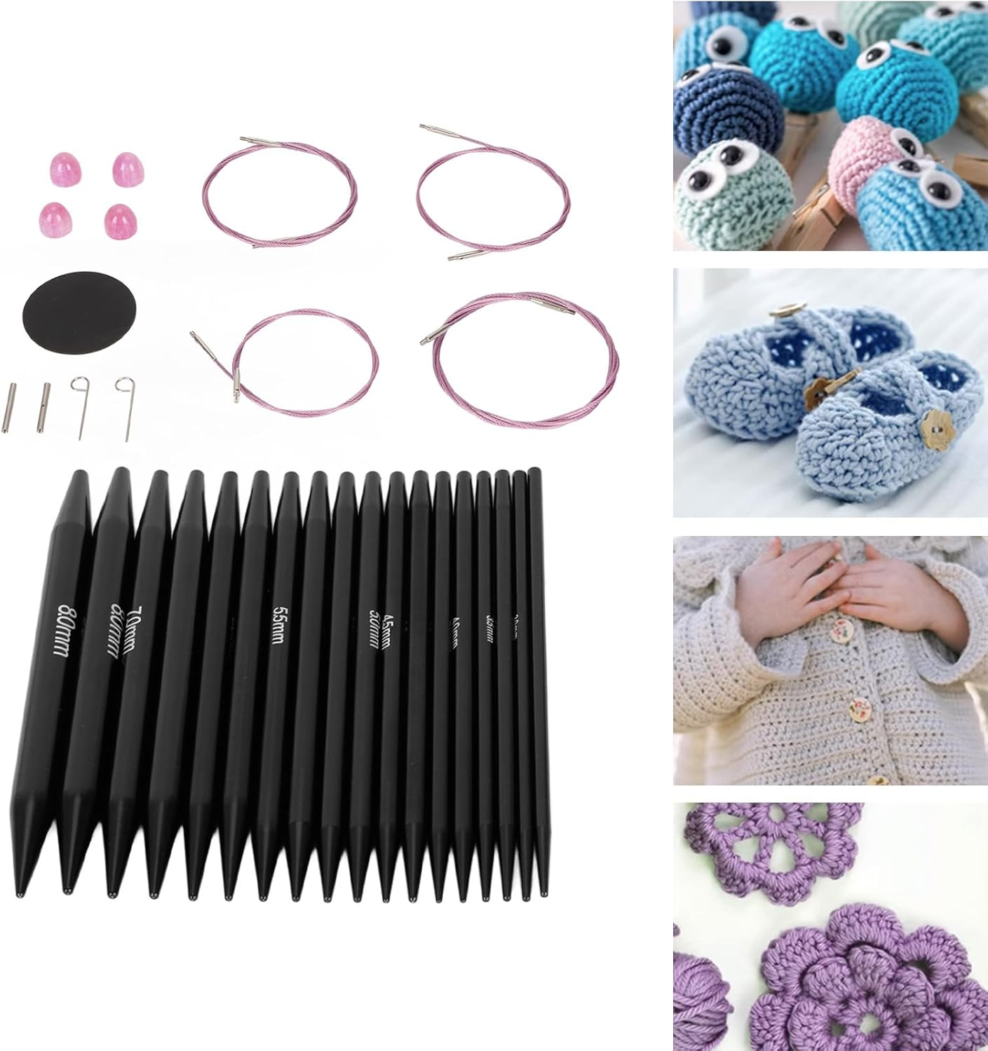 Circular Knitting Needle Set, Interchangeable Circular Needle Set with Storage Bag, 18 Needles Knitting Starter Kit for Crafting, Sewing, Knitting image number 3