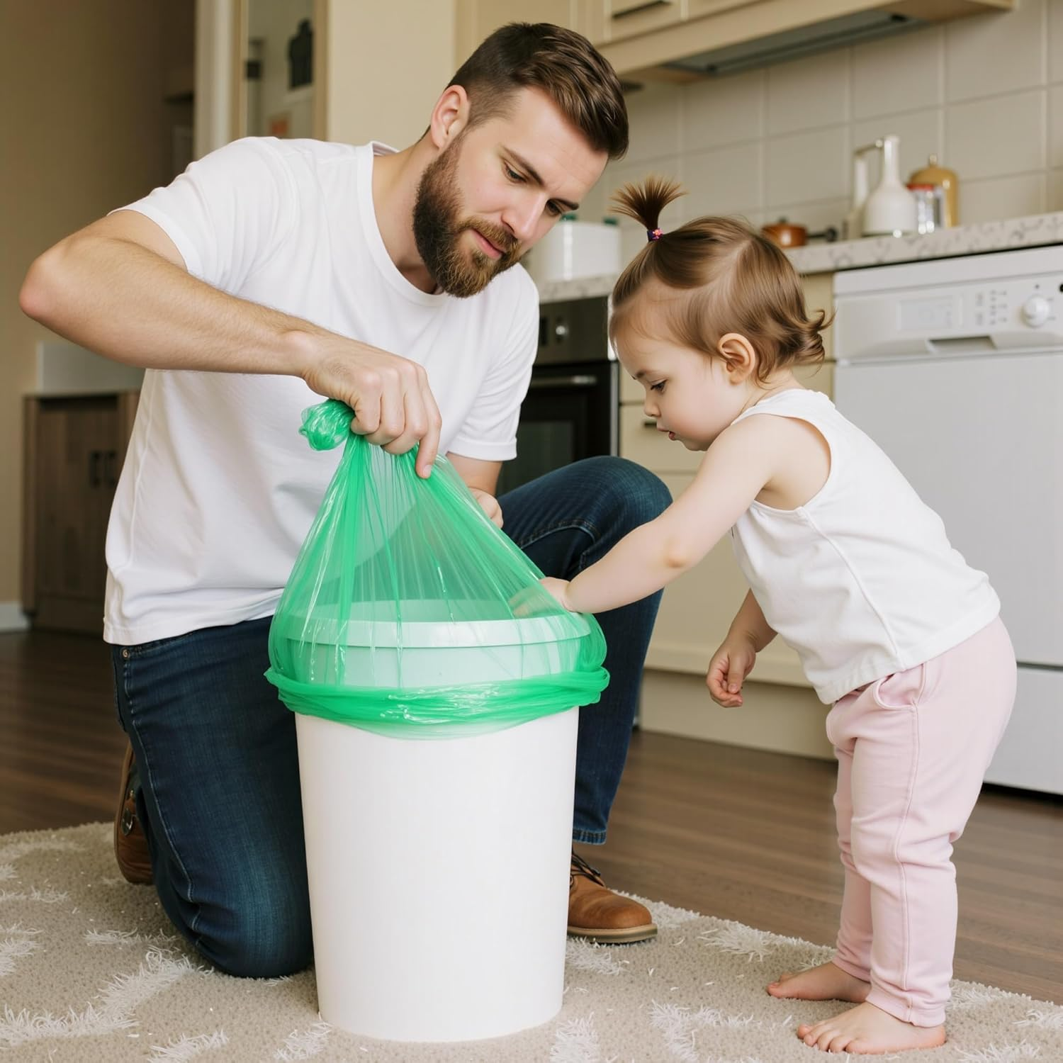 Hejo 12 Pack Nappy Bin Refill, 4.5M Nappy Refill Bags Compatible for Tommee Tippee Angelcare Twist & Click Refill, Smellproof Nappy Bags Refill, Diaper Pail Refill Liner Hold (Green) image number 3