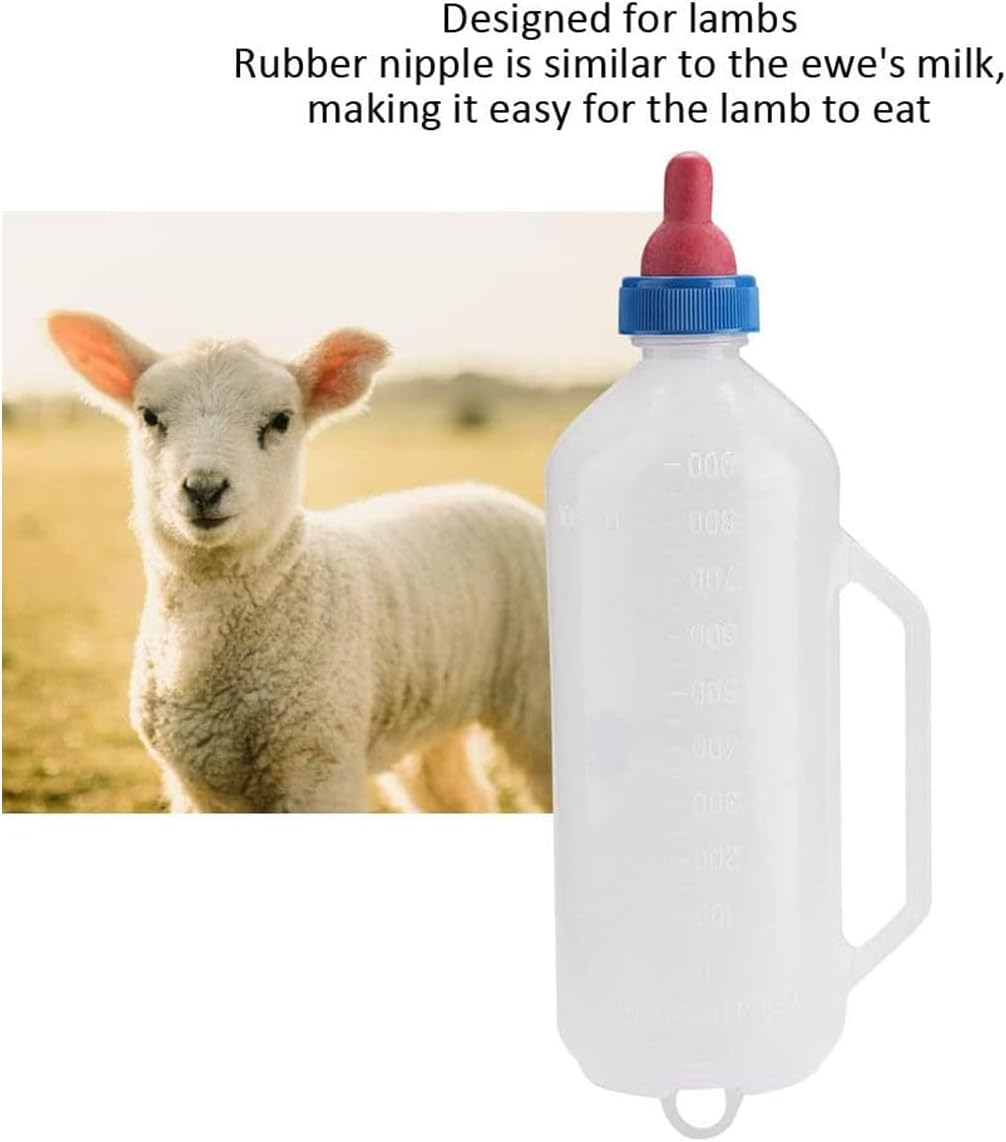 AIMALL 1000ML LDPE Sheep Milk Bottle with Handle, Detachable Nipple, Calf and Lamb Feeding Bottle for Easy Milk Feeding, 1.5L, Bionic Design Rubber Nipple for Lambs image number 5