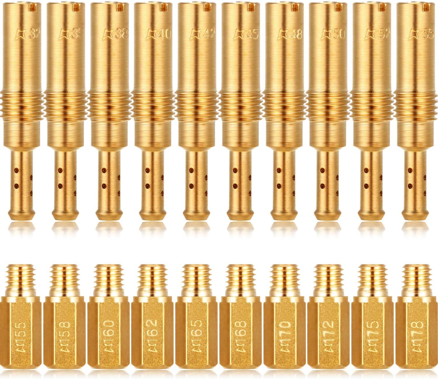 10 Pieces Carburetor Main Jet with 10 Pieces Pilot Slow Jet Kit for Keihin OKO KOSO PE and for PWK Carb image number 5