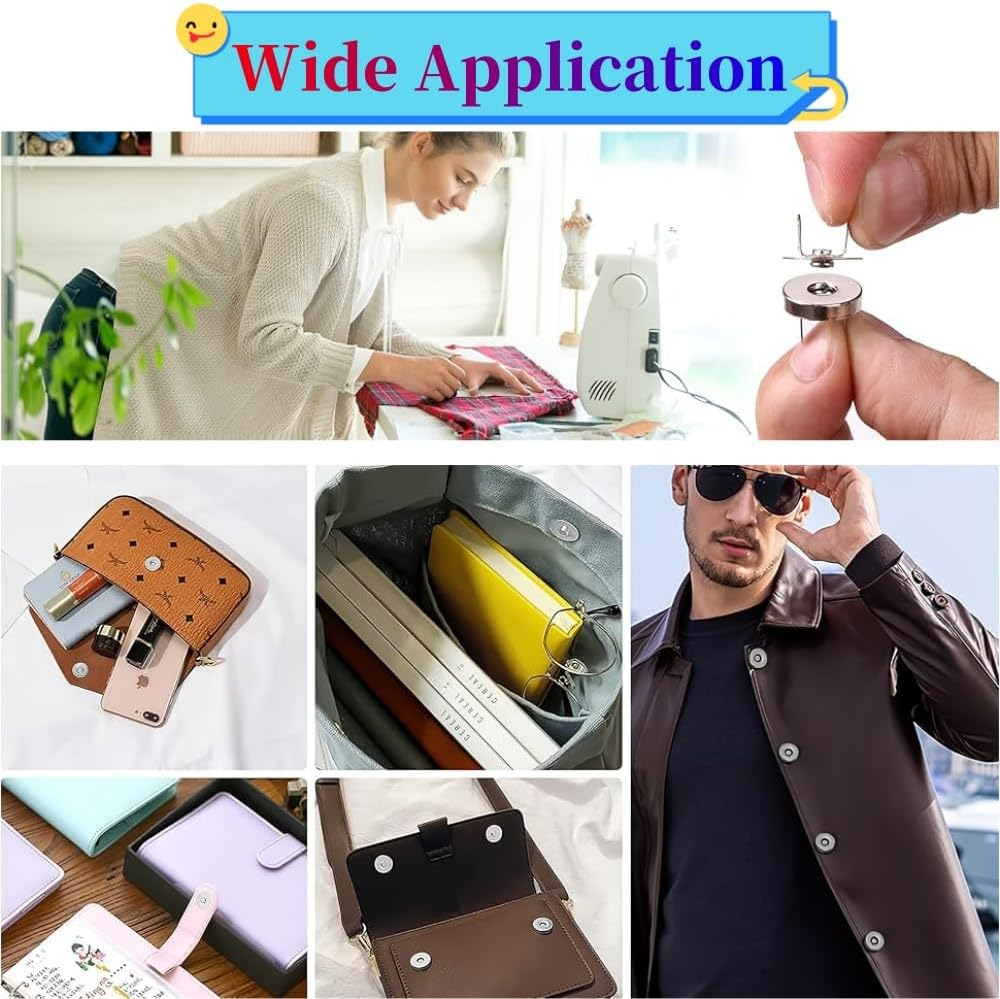 40 Pcs Magnetic Buttons Snap Clasps, 14Mm Metal Sewing Clasps Snaps for Clothes, Bags, Leather, Sewing DIY Craft (Silver and Gold)