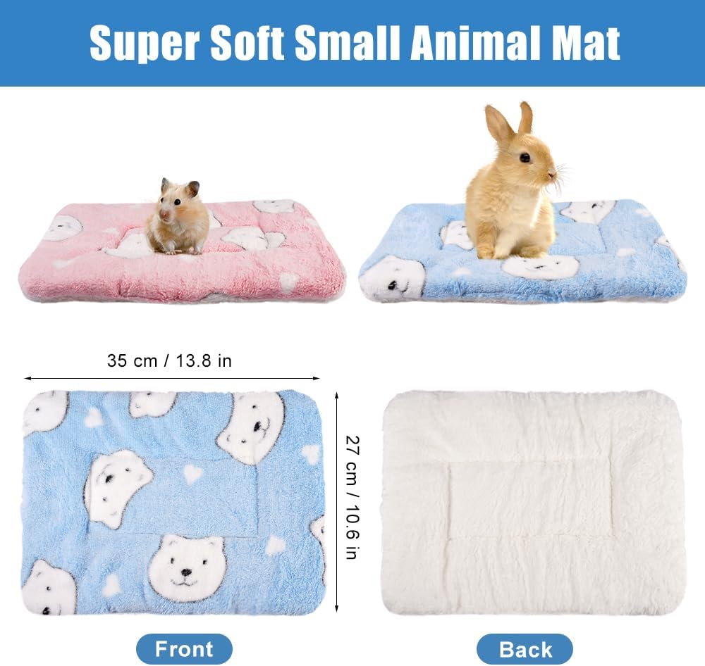 Pack of 2 Plush Bed for Small Animals, Soft Rabbit Bed, Fleece Guinea Pig Bed, Washable Guinea Pig Accessories for Rabbits, Guinea Pigs, Hamsters, Squirrel, Kittens - 35 X 27 Cm image number 2