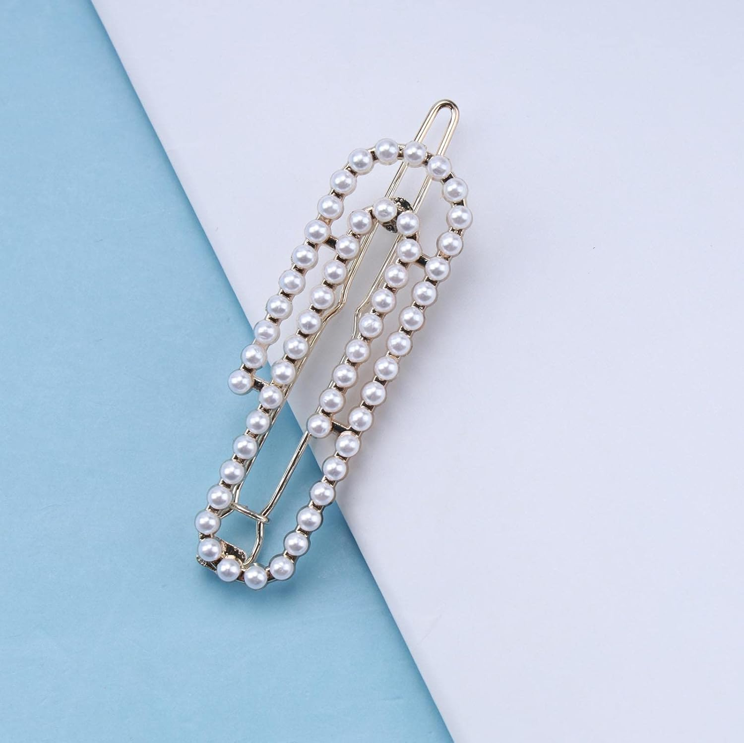 Andelaisi Boho Pearl Hair Clip Barrette Gold Pearl Hairpin Clips Vintage Paper Clip Hair Barrette Clip Tiny Pearl Head Clip Accessories for Women and Girls Headdress image number 2