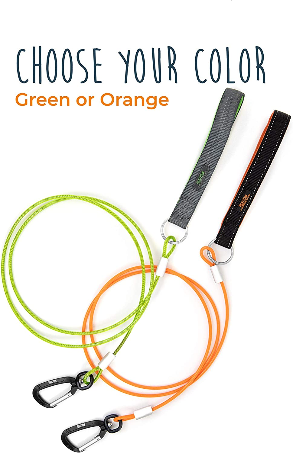 Mighty Paw Chew Proof Dog Leash - Six Foot Metal Cable Lead, Non Chewable Braided Cord with Padded Handle. Chew Resistant, Great for Large Dogs and Teething Puppies (Orange) - Green image number 7