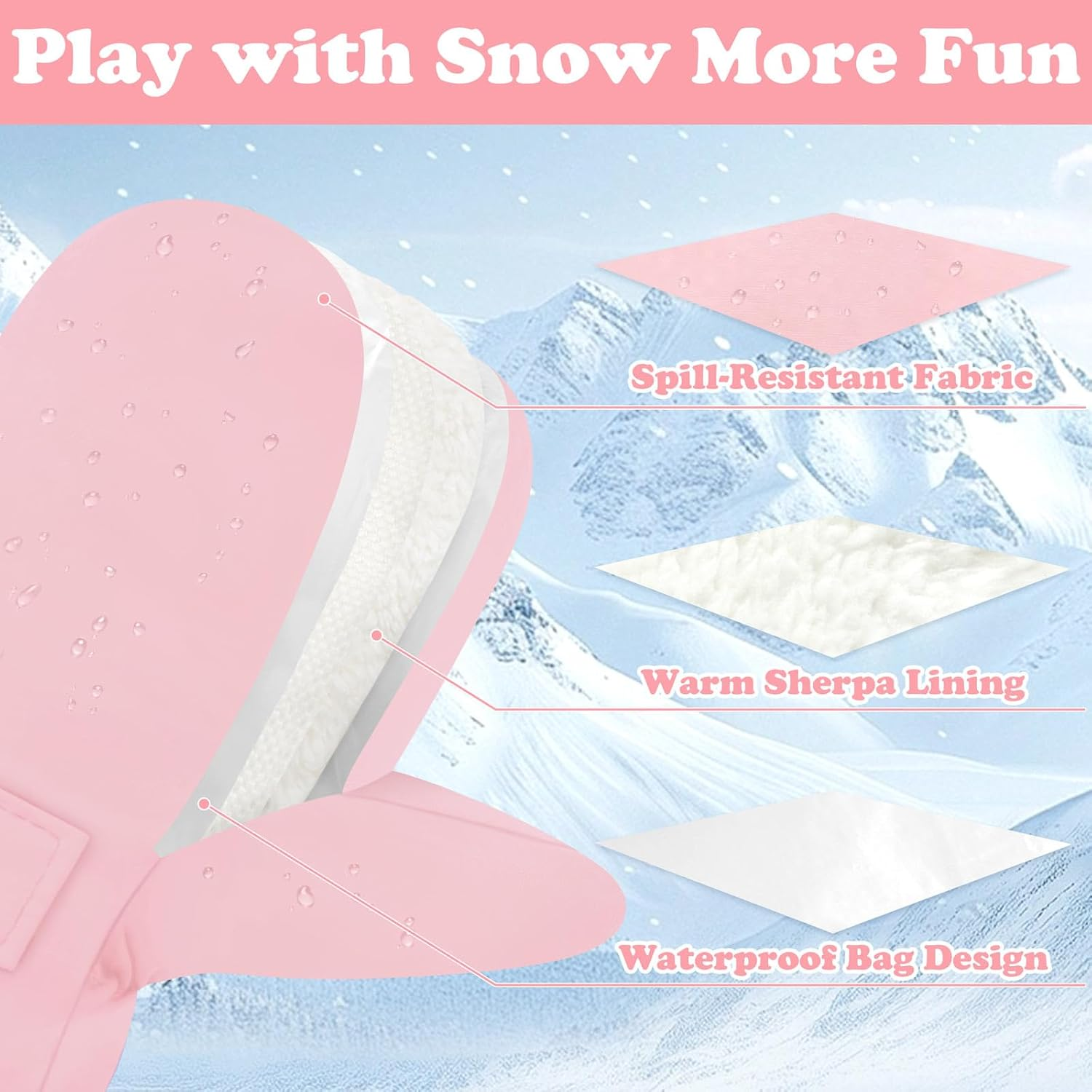 Sarfel Toddler Mittens Waterproof Toddler Gloves Baby Winter Mittens Toddler Snow Gloves Baby Mittens Toddler Winter Gloves image number 3