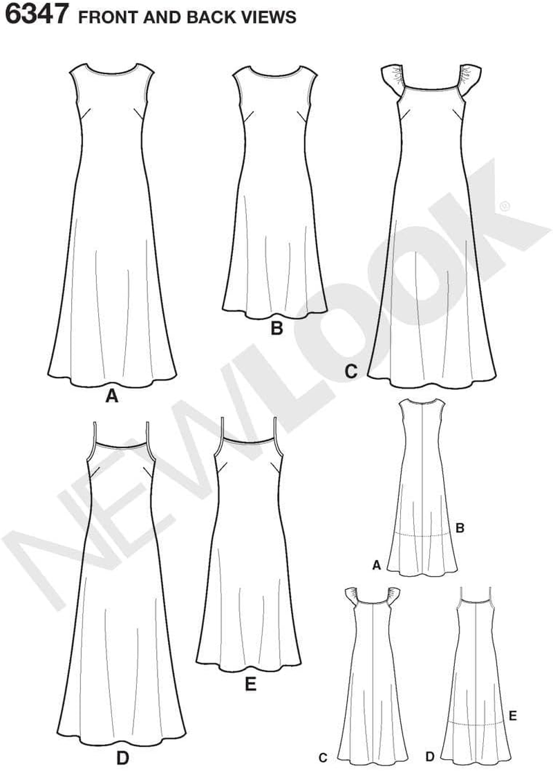 Newlook 6347 Misses' Sewing Pattern Dresses, Size 10-12-14-16-18-20-22