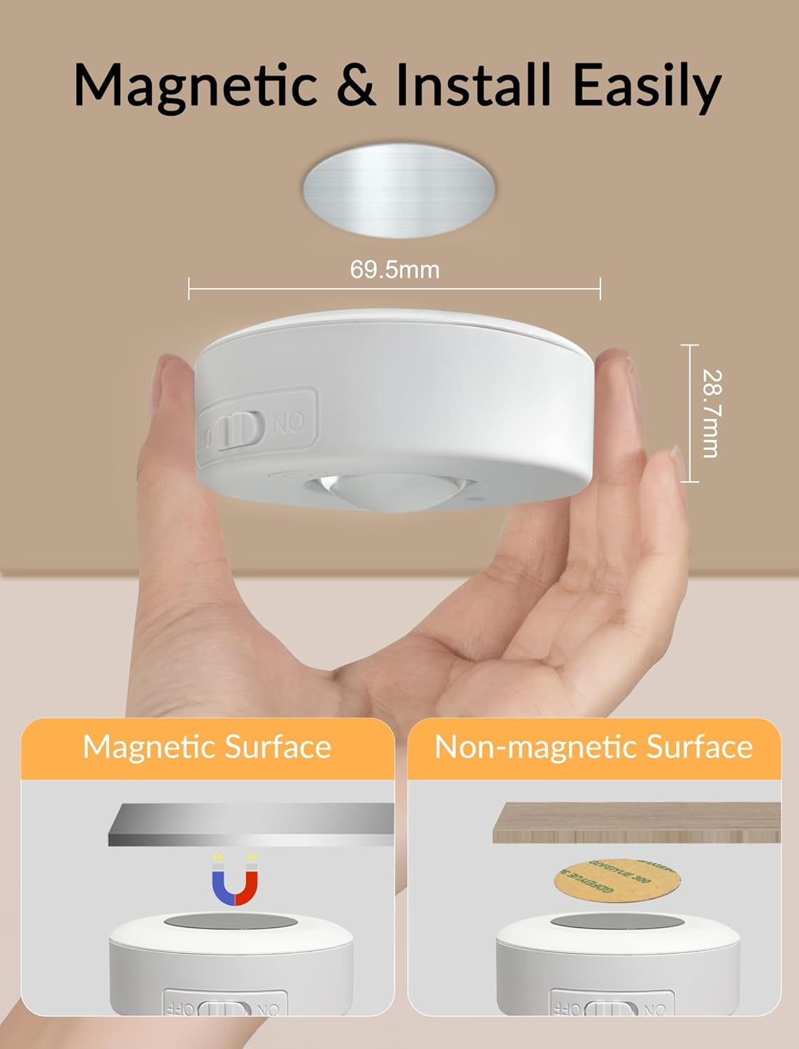 MERTTURM Rechargeable LED Cupboard Light, USB Wireless RGB Puck Light, Battery Operated Shelf Display Cabinet Light, Dimmable Stick on Wall Light with Remote Control/Timer for Wardrobe/Kitchen-3 Pack image number 6