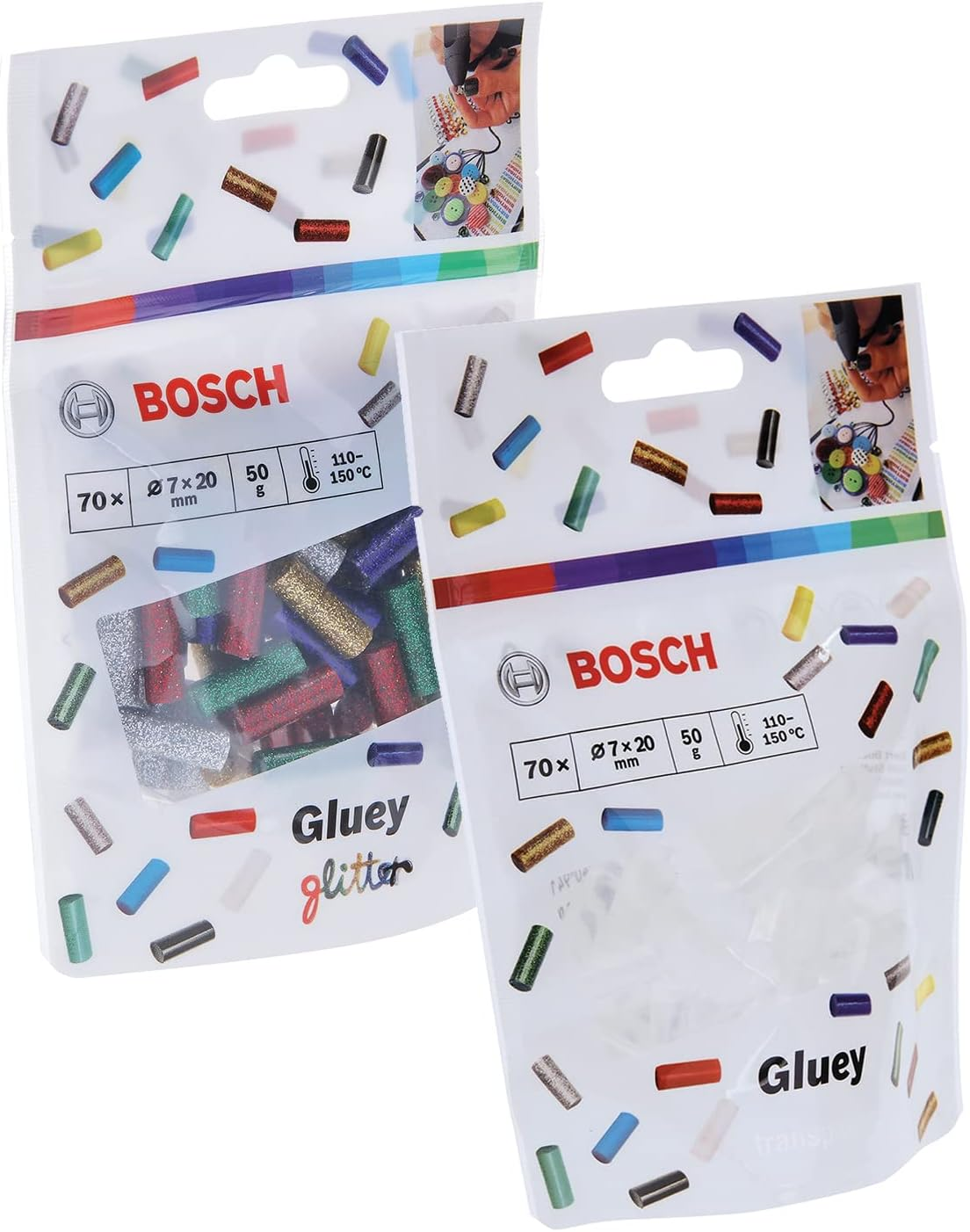 Bosch Accessories 70 Piece Transparent Gluey Mini Sticks (Gluey Sticks Transparent, Dimensions of Stick: 20 X 7 Mm, Accessories Compatible with Gluey Hot Glue Stick) - Colour image number 3