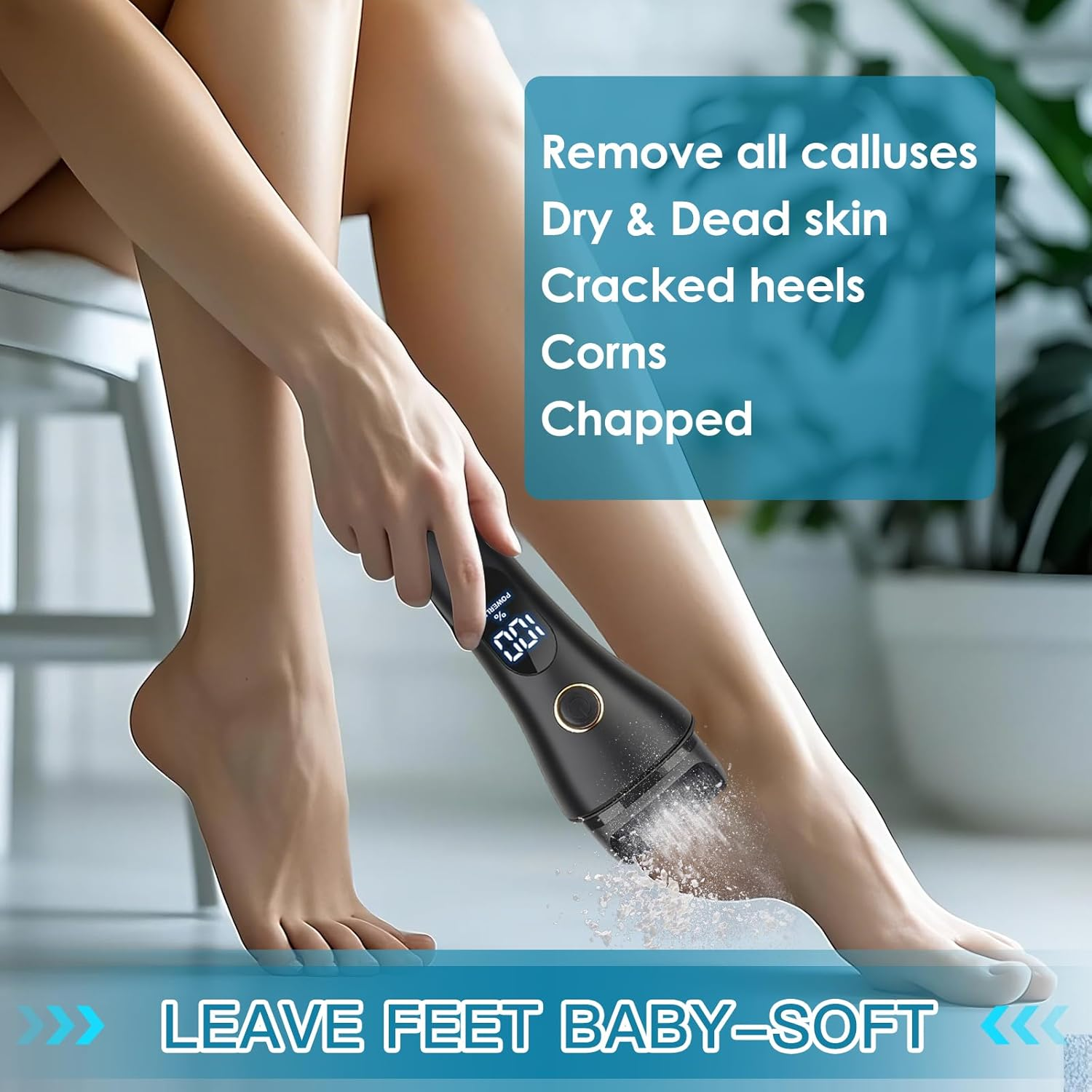 Electric Foot File - Callus Remover for Feet, Adjustable 3 Speed Rechargeable Waterproof Professional Pedicure Kit with 16 in 1 Foot Callus Remover Perfect for Dead Skin Calluses Hard Skin Dry Cracks image number 3