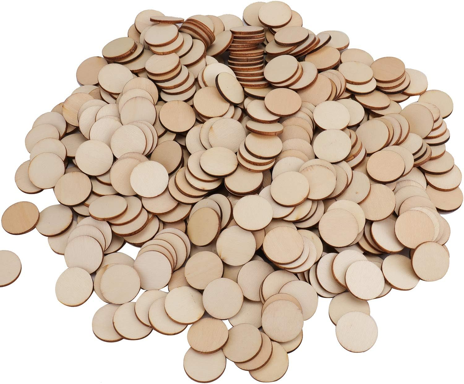 Foraineam 400 Pieces 1 Inch Unfinished Wood Craft Circle Cutouts round Natural Wooden Disc Circles Slices for DIY Crafts and Decoration