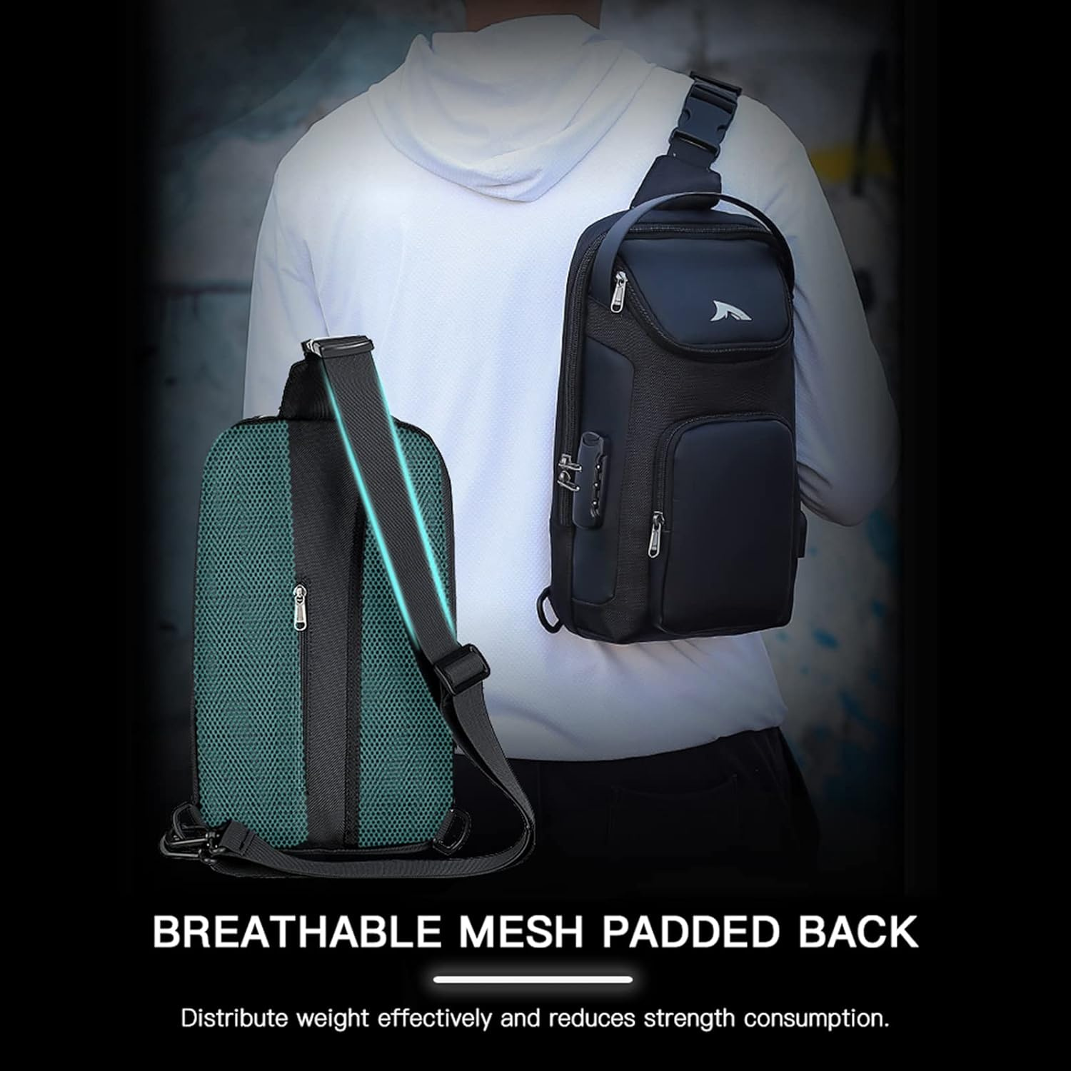 Anti-Theft Chest Bag USB Casual Shoulder Bag Sling Backpack BBZY image number 1