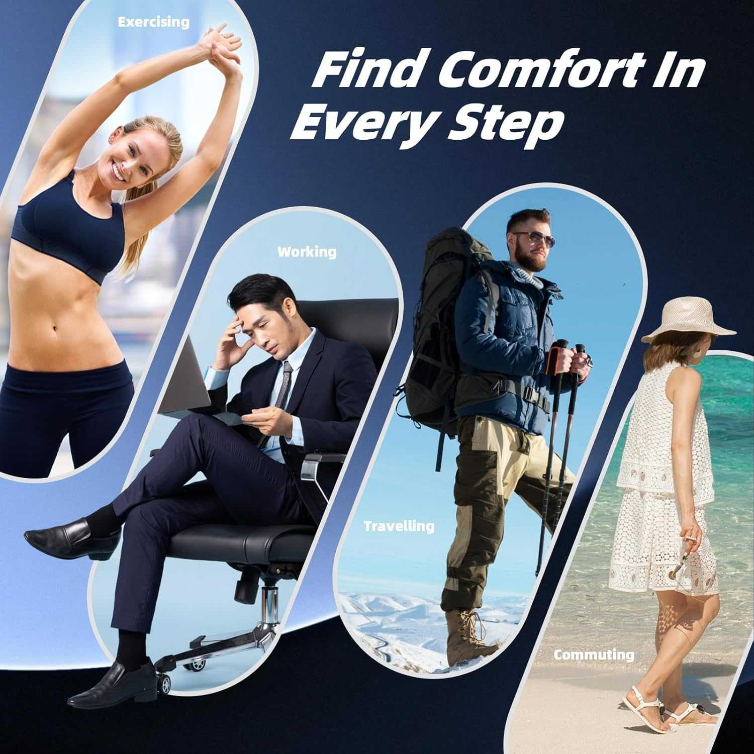 Arch Support Inserts Women for Flat Feet, Gel Arch Inserts for Plantar Fasciitis Relief, Non-Slip Arch Support Pads, Two-Option of Different Heights, Beige, Two Pair High: 0.47In image number 1