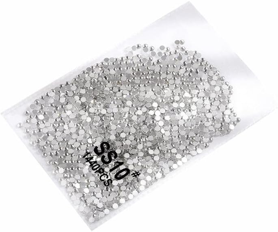 AIMALL 1440PCS Glitter Rhinestones Crystal Clear Flat Bottom Glass Nail Art Nail Drill: Sparkling Crystal Clear Flat-Backed Embellishments for Nail Art Design