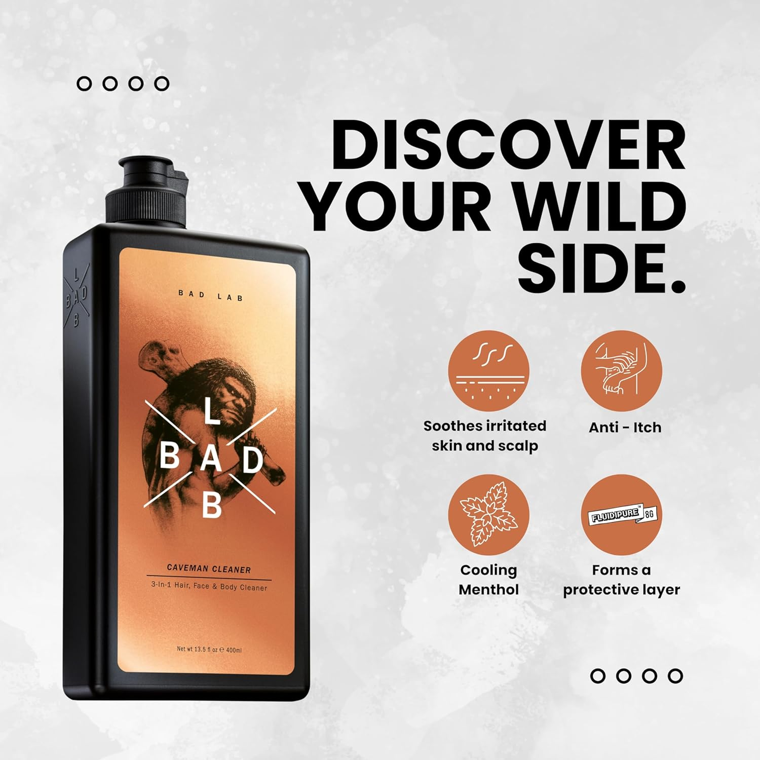 Bad Lab Thanksgiving Gift Caveman 3 in 1 Hair, Face and Body Cleaner, High Endurance, Healthier and Stronger Skin for Men (13.5 Oz), image number 2