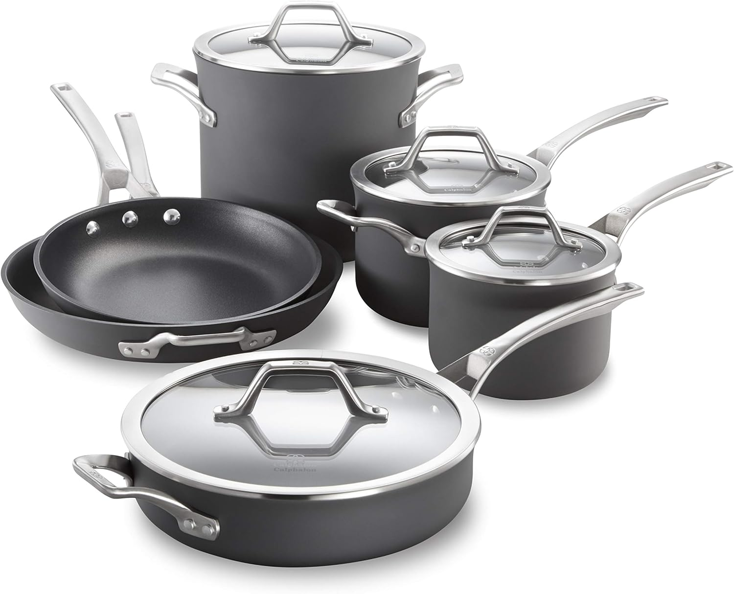 Calphalon Signature Hard Anodized Nonstick Cookware Set, 10-Piece, Grey image number 6