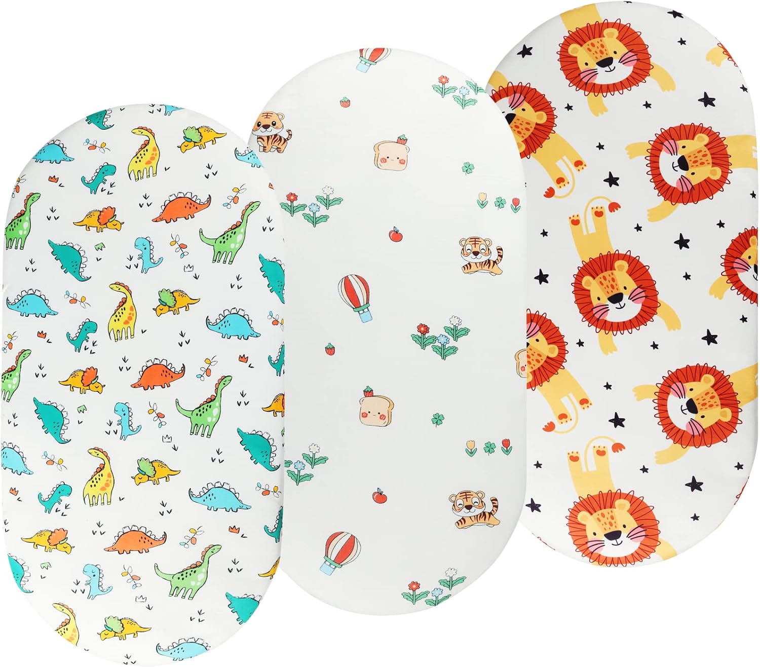 Bassinet Sheets Set 3 Pack for Baby Girl, Stretchy Soft Jersey Knitted Fitted Sheet Universal for Oval Rectangle and Hourglass Bassinet Mattress, Pink Floral