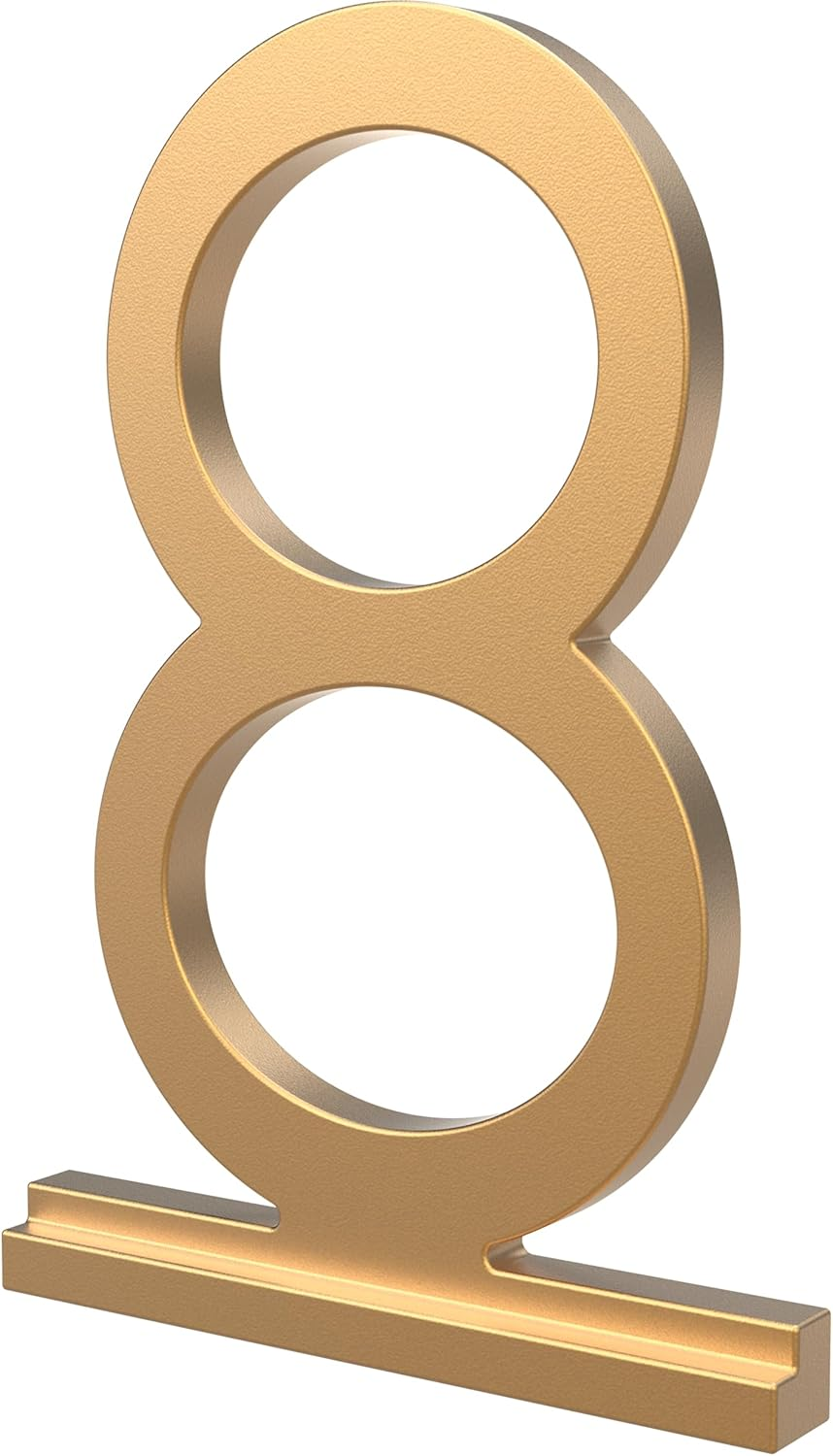 Franklin Brass Derby (1-Pack) "8" Modern Metal House Numbers for Customized System in Satin Gold | outside Number Plaque | Rust-Resistant, Personalized Address Sign image number 3