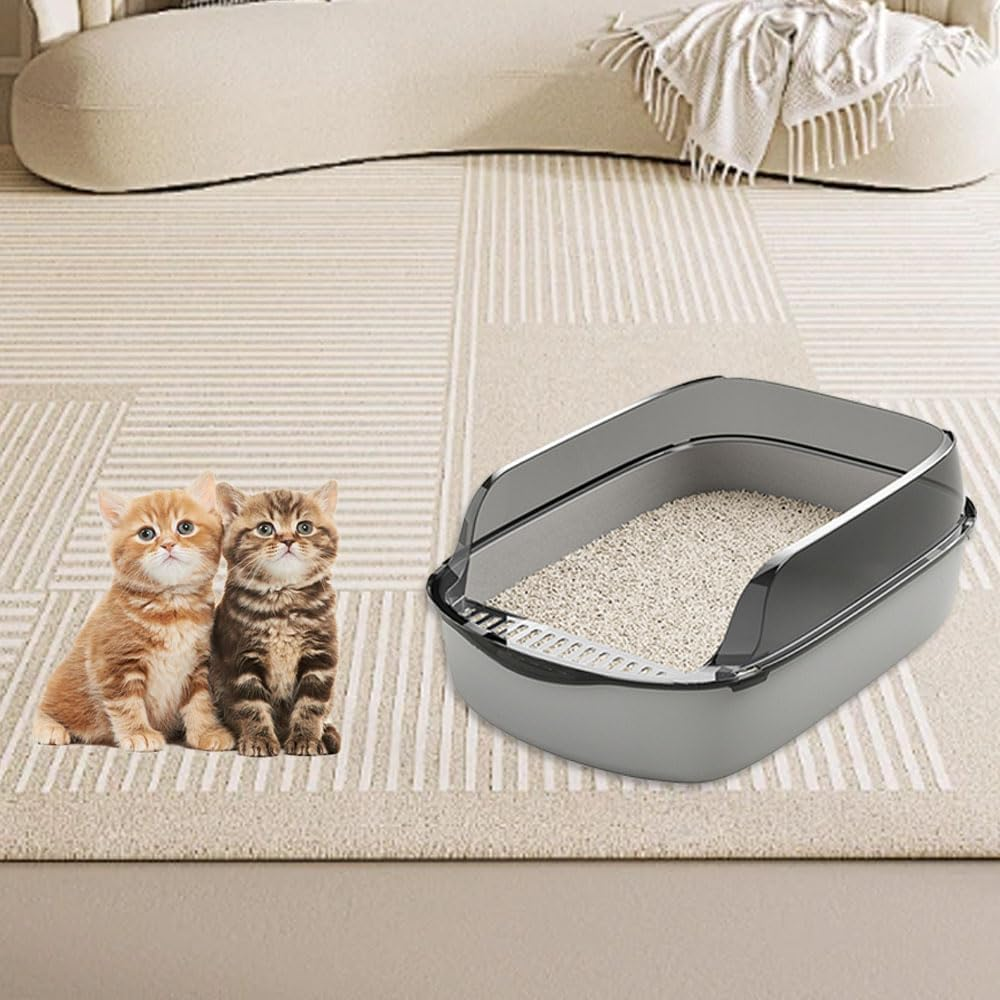 Open Top Cat Litter Box,Semi Enclosed Cat Toilets,Kitty Toilet Hood,Detachable Pet Litter Case,Large Litter Container,Pet Toilet with Litter Sifting Scoop image number 6