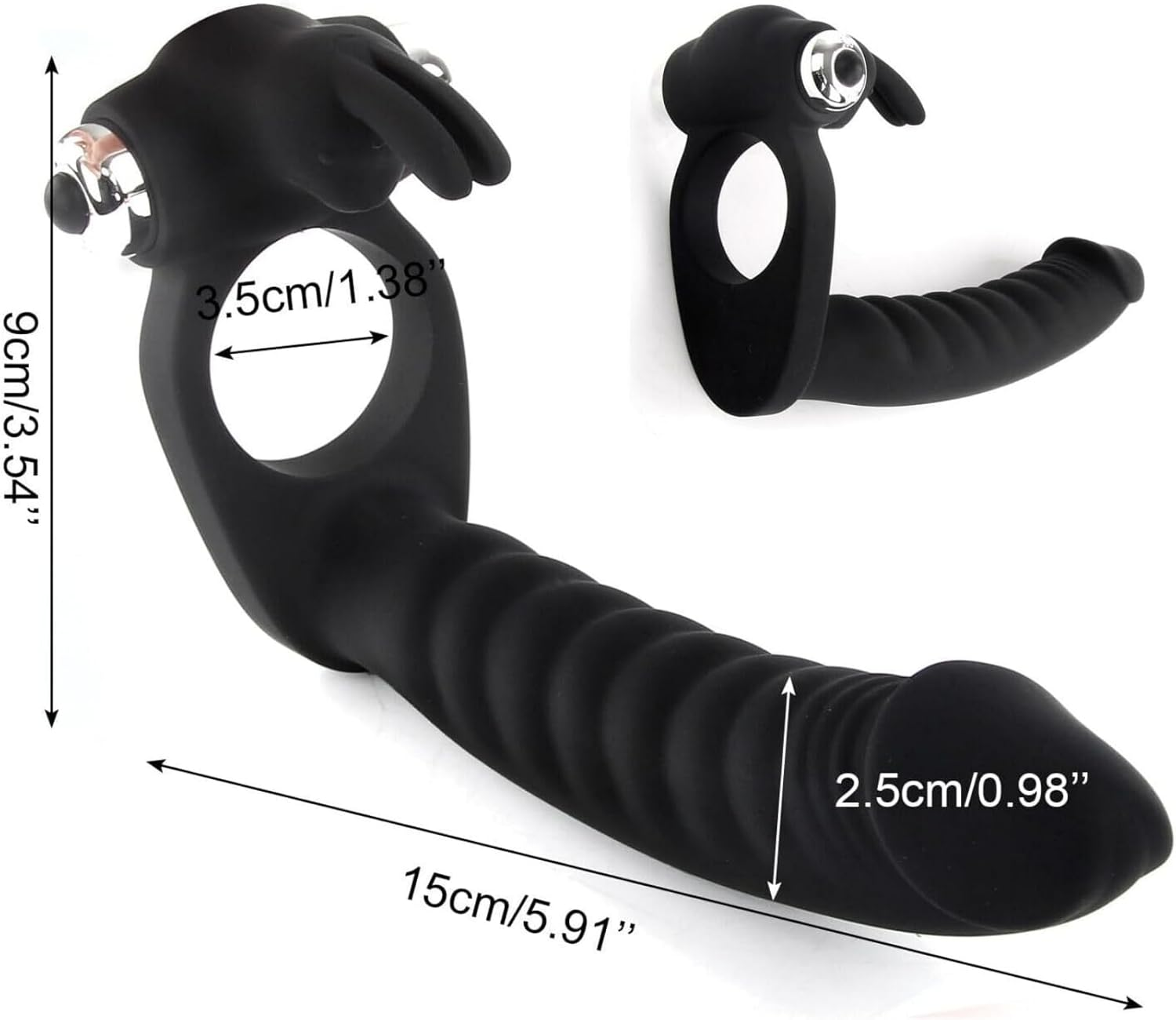 Silicone Vibrating Double Dildo Dual Penetration with Cock Ring Silicone Butt Plug Strap on 7 Speed Penetrator Men Couple Anal Plug Sex Women Pleasure Adult Sex Toys image number 4